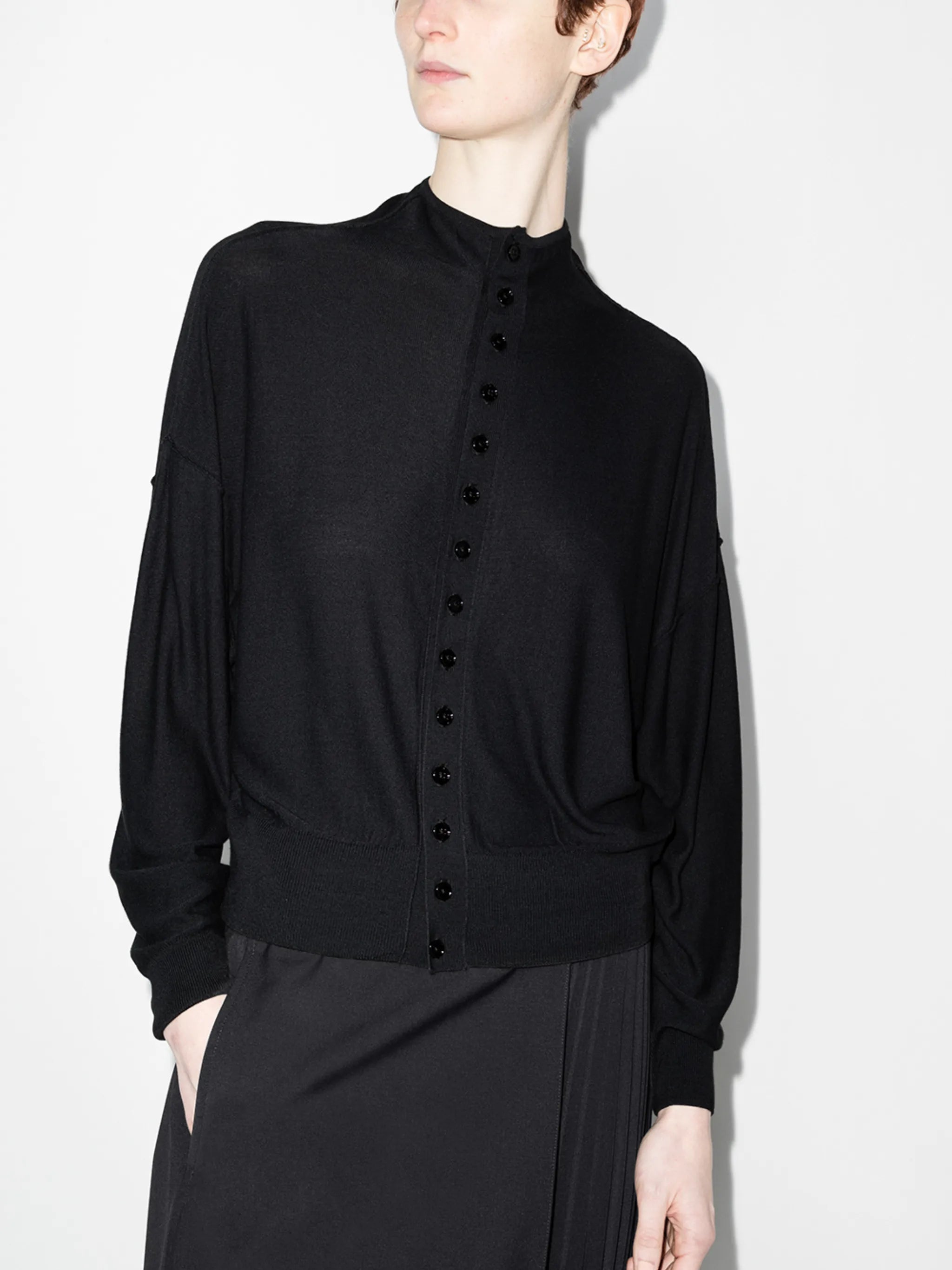 stand-up collar button-up cardigan