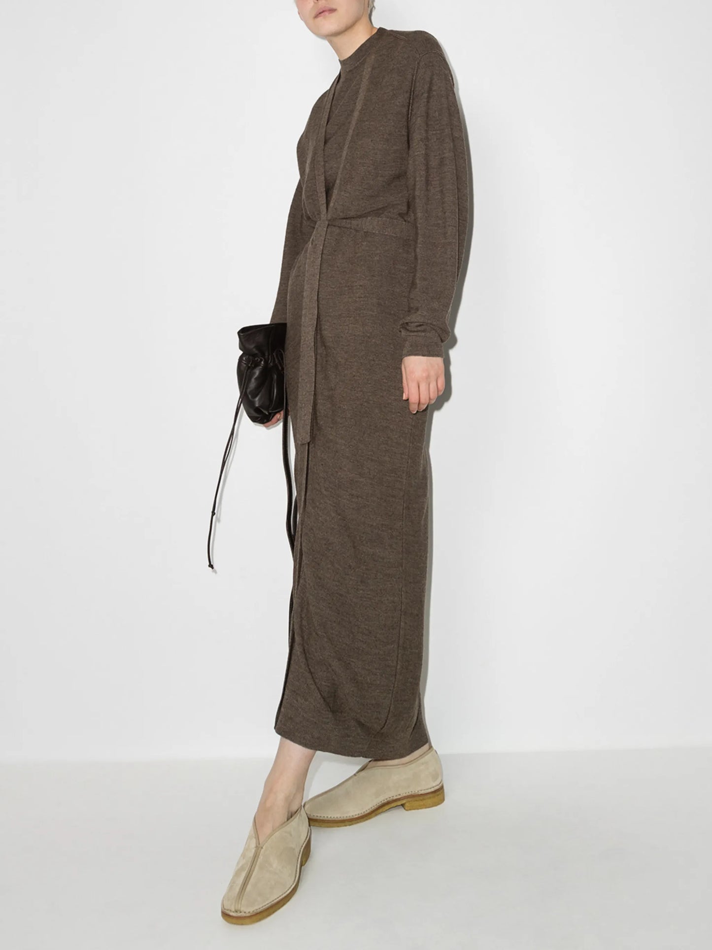 long belted ruched cardigan