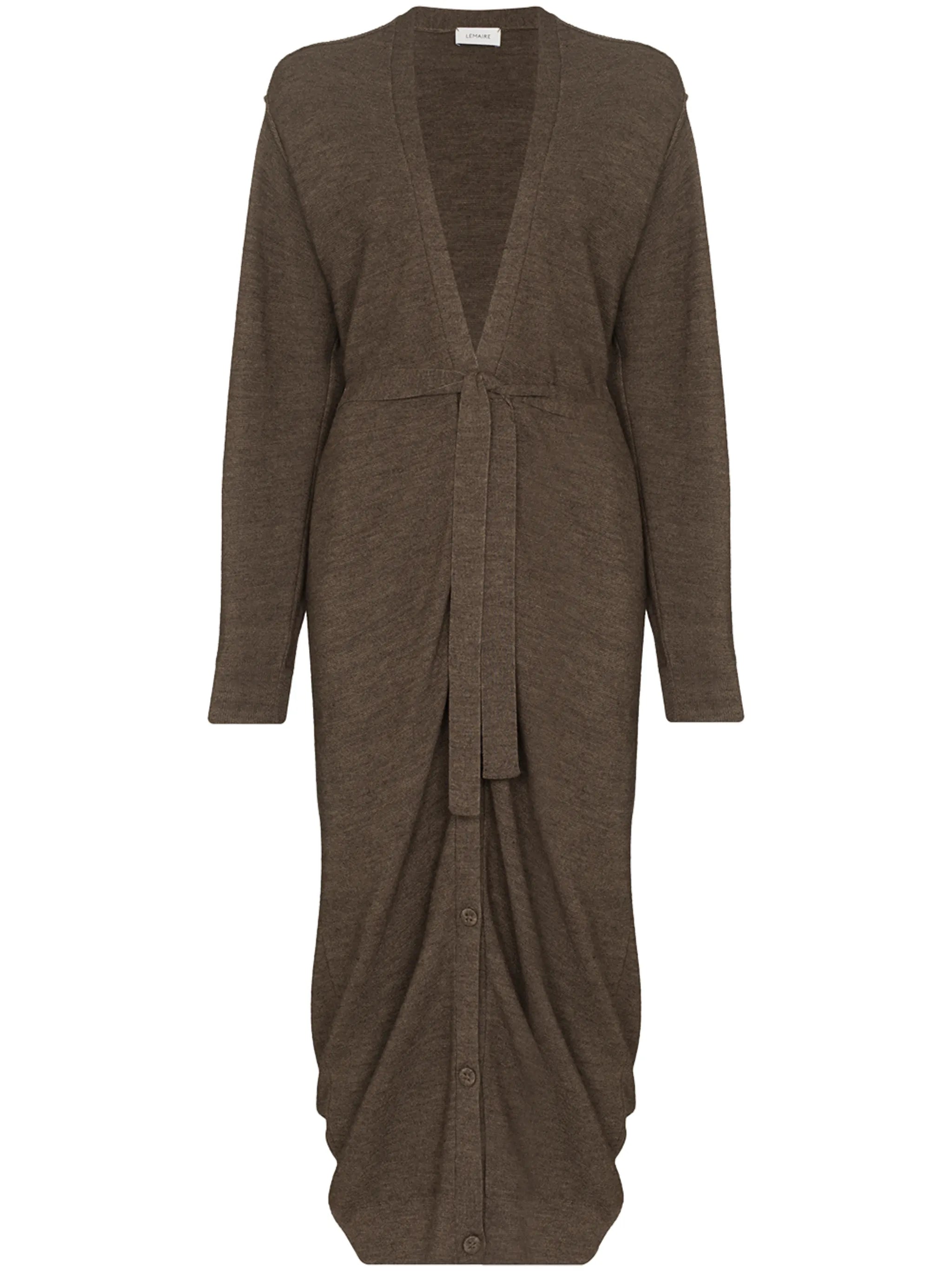 long belted ruched cardigan