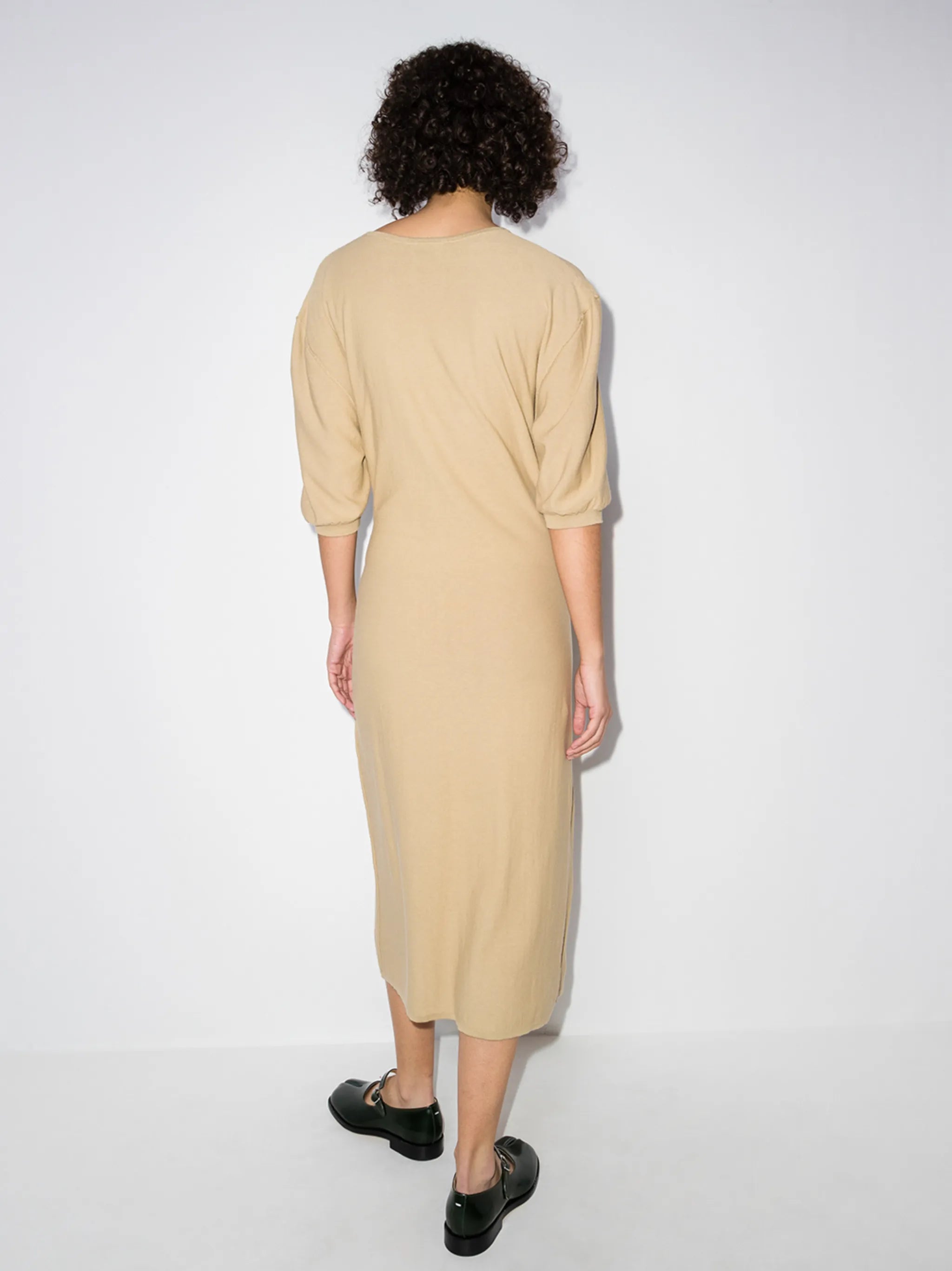 knotted-front draped midi dress