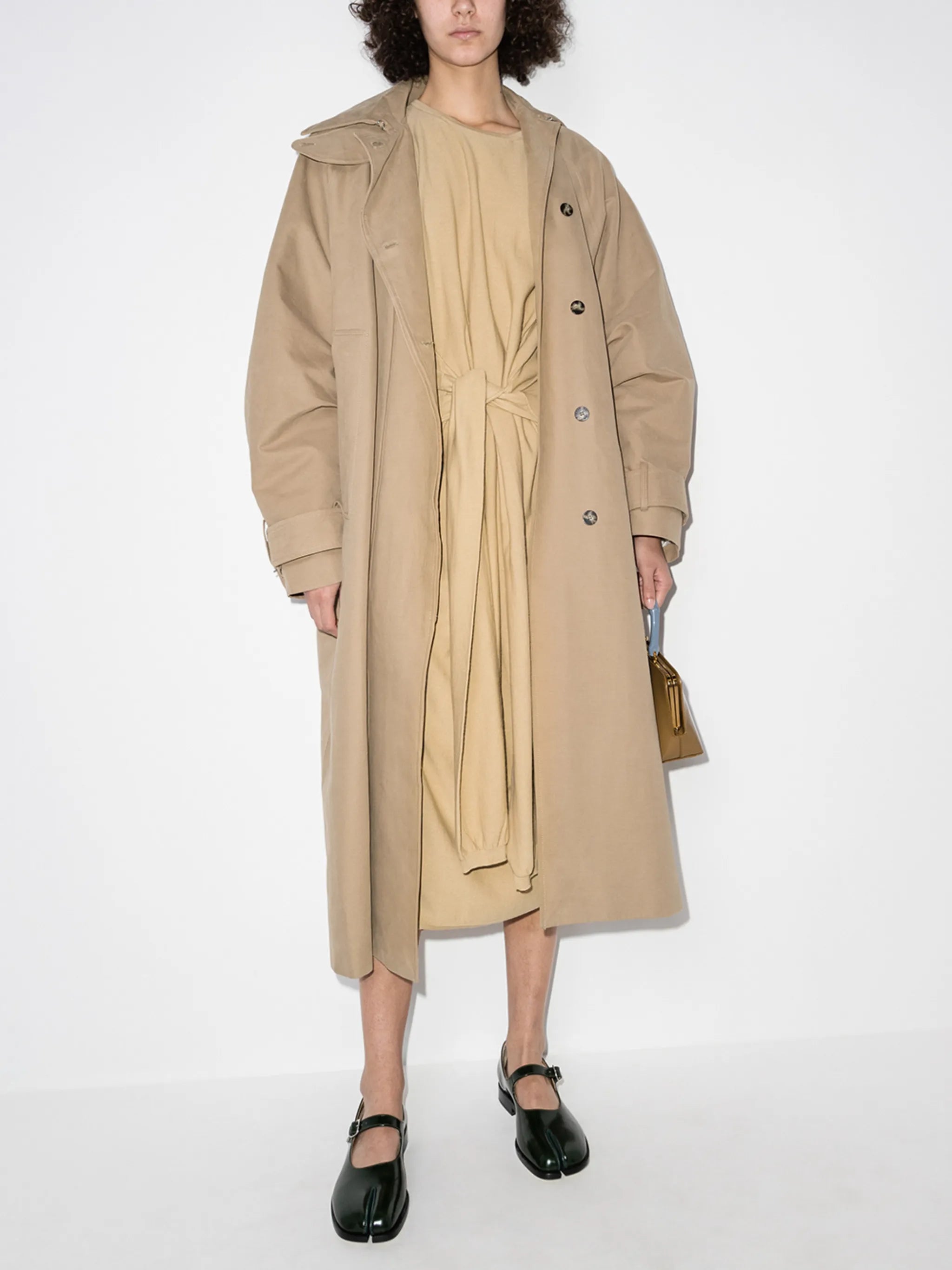 knotted-front draped midi dress