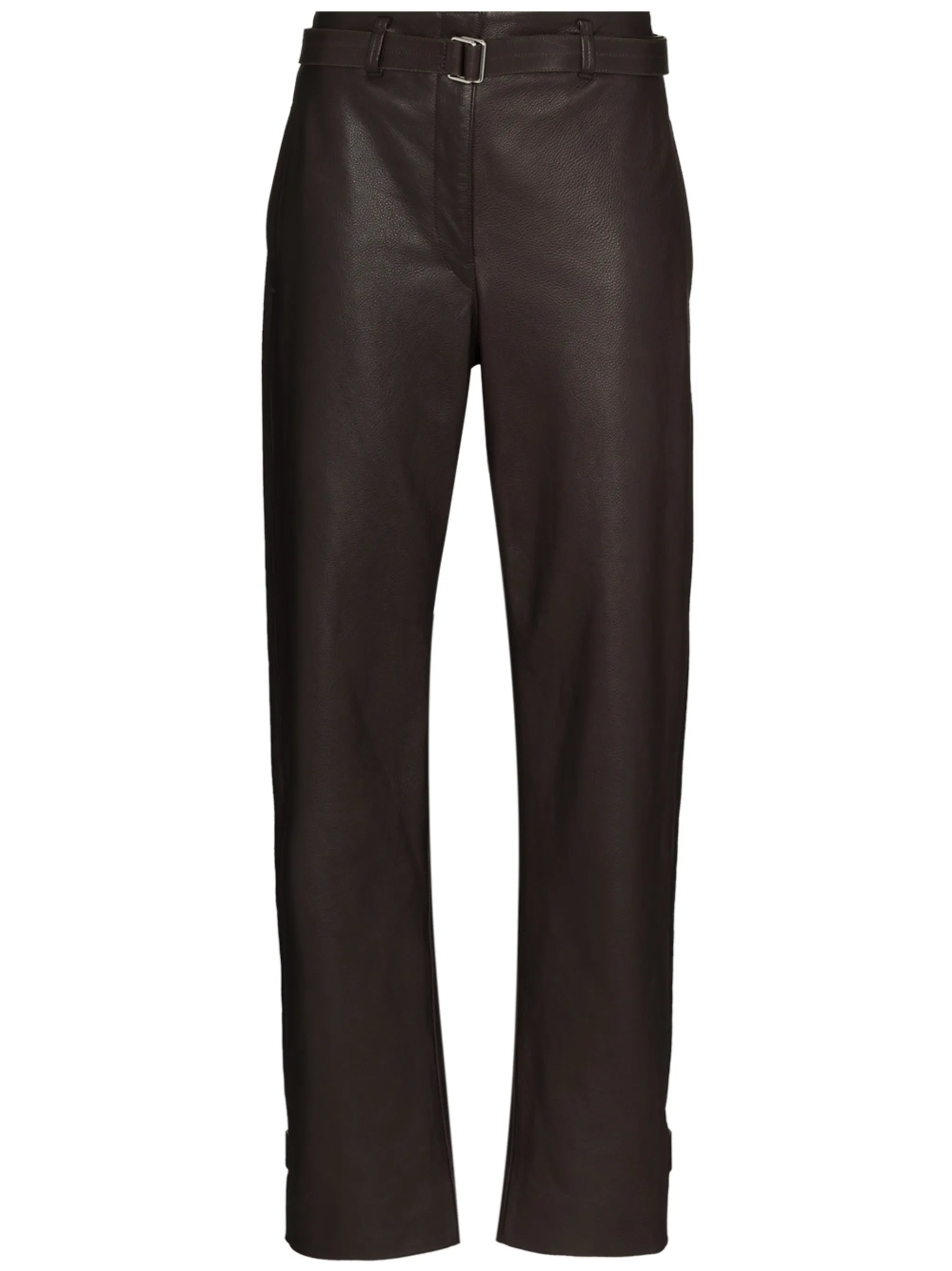 belted straight-leg trousers