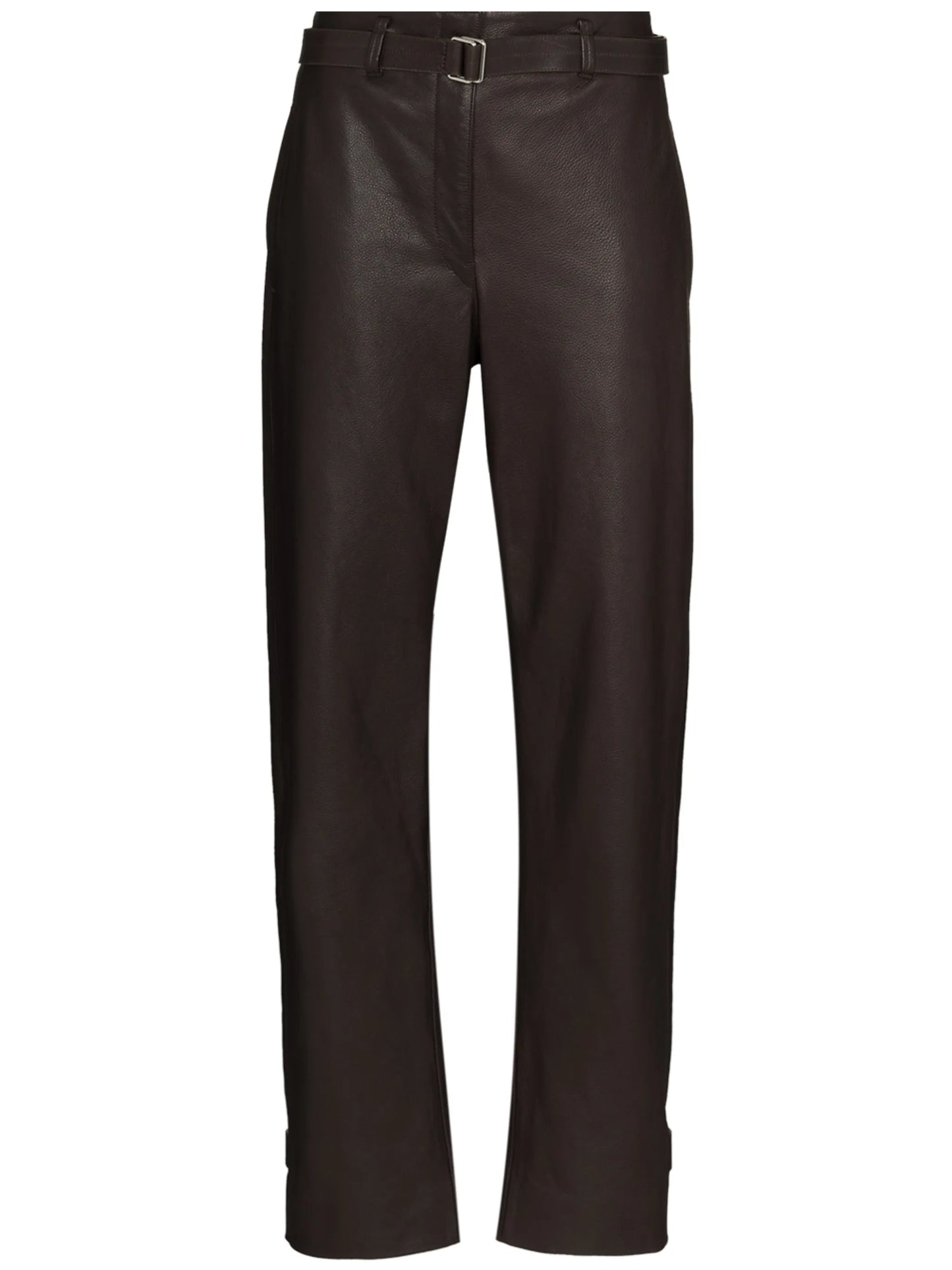 belted straight-leg trousers
