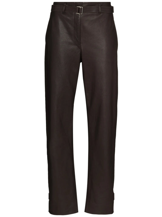 belted straight-leg trousers