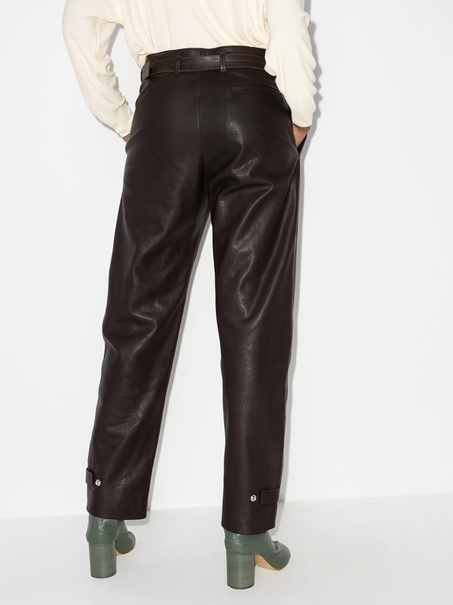 belted straight-leg trousers