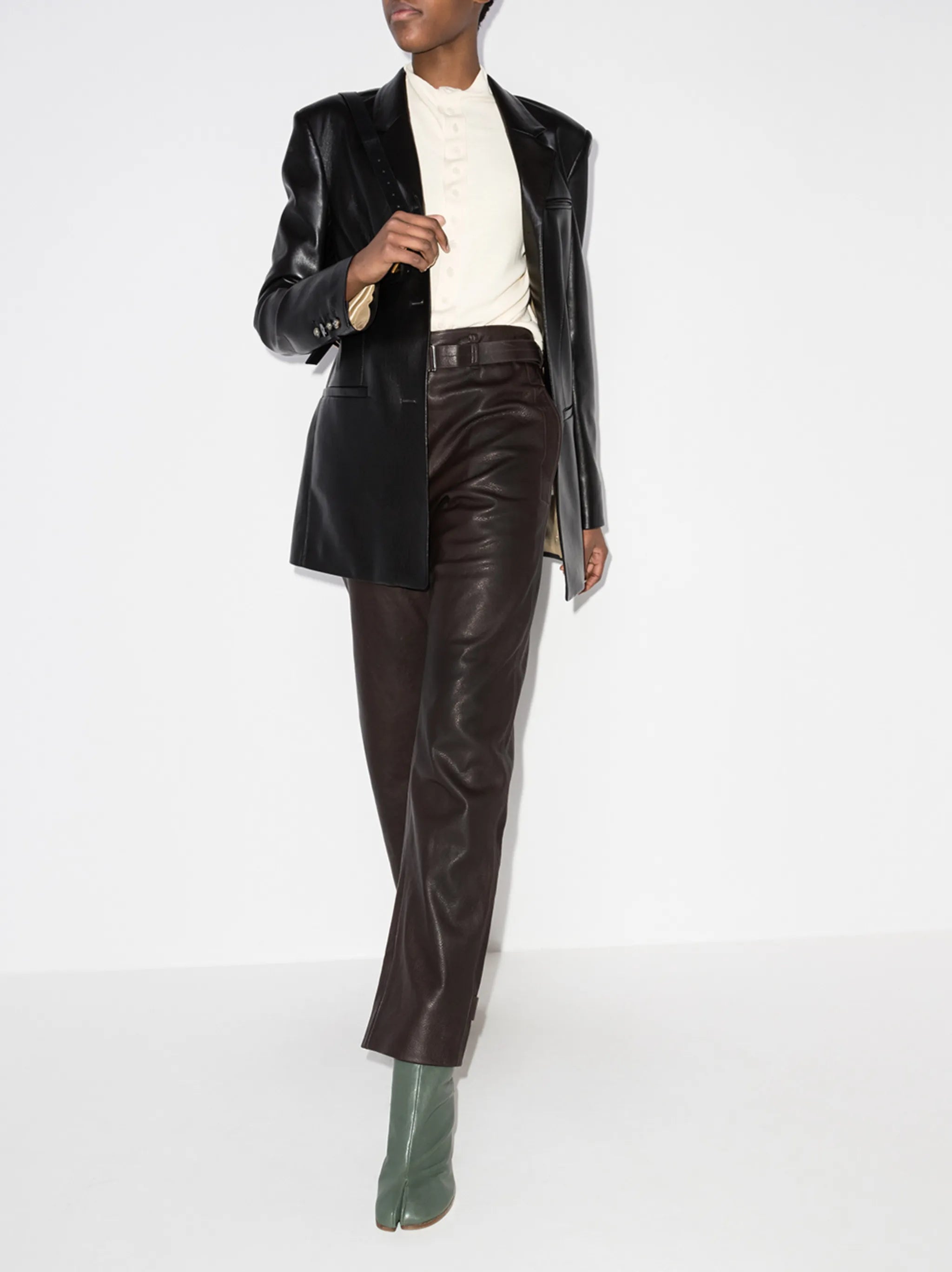 belted straight-leg trousers