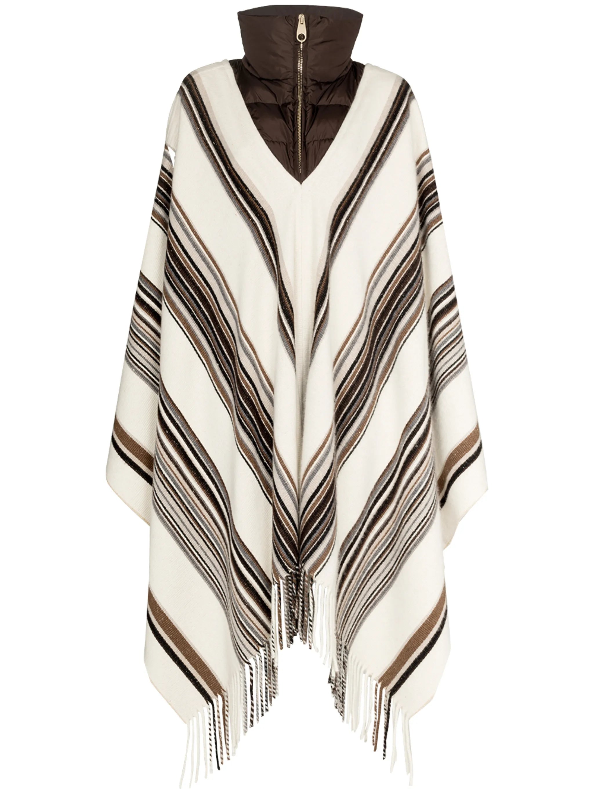 padded-neck striped poncho