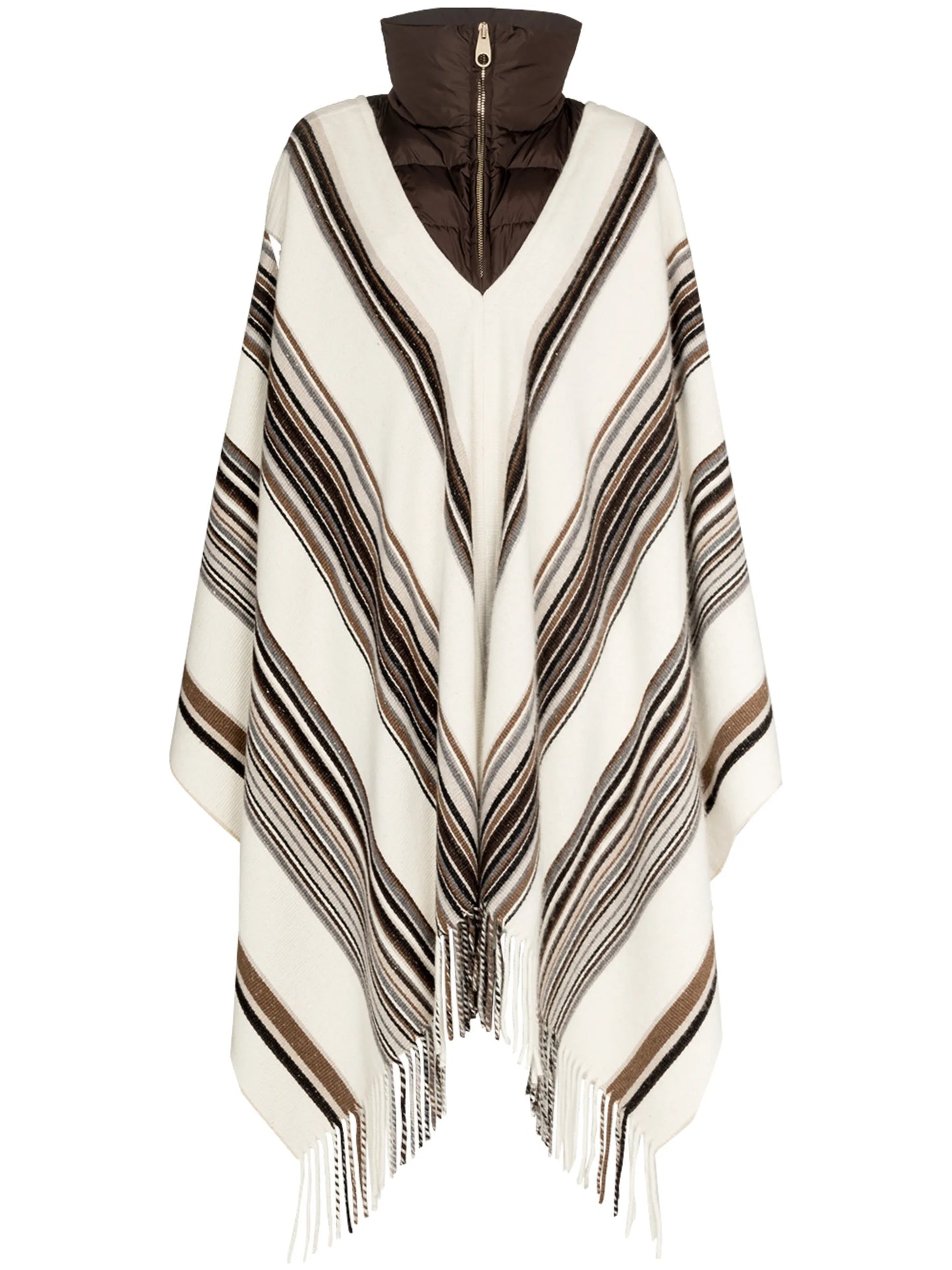 padded-neck striped poncho