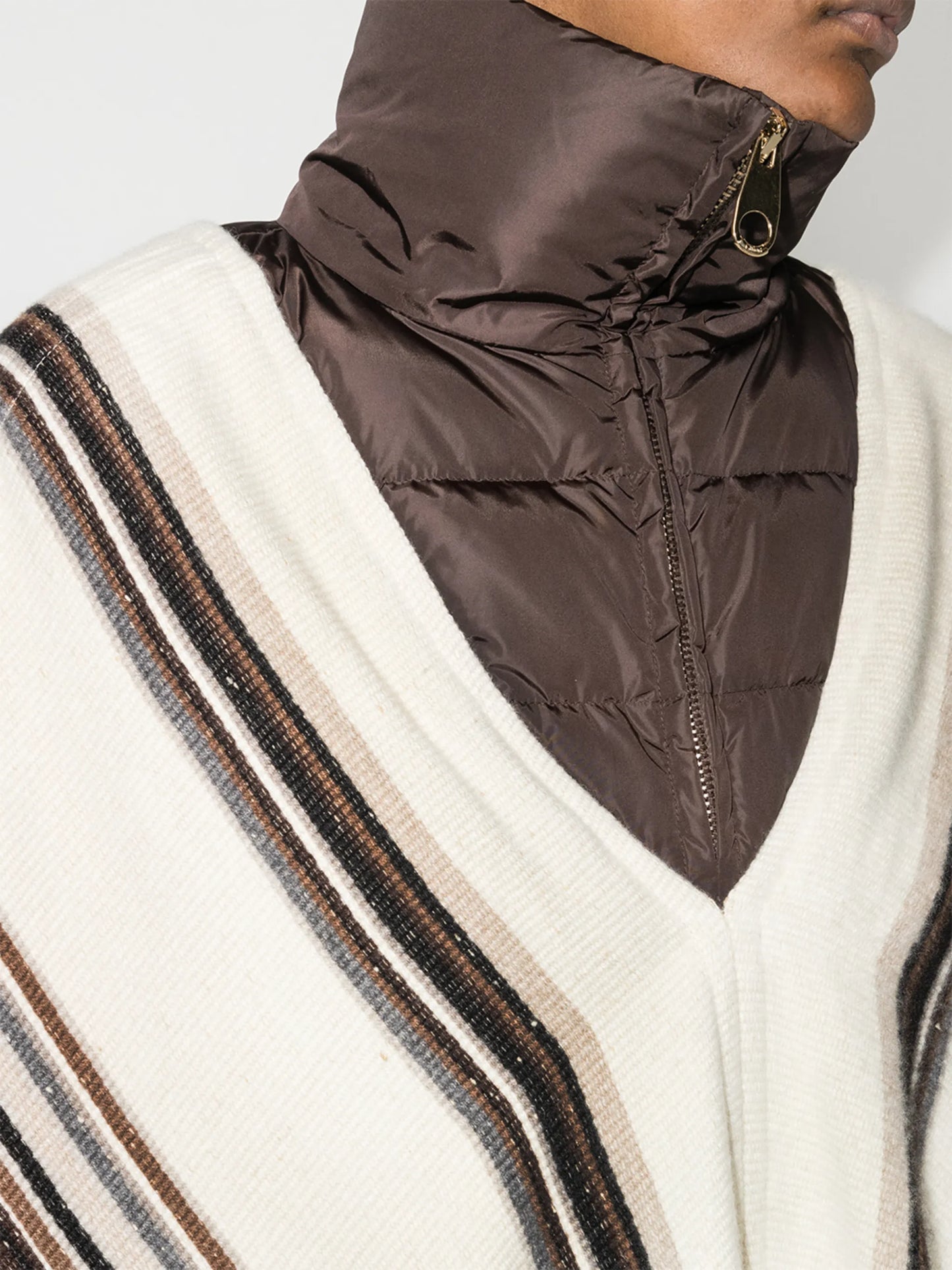 padded-neck striped poncho