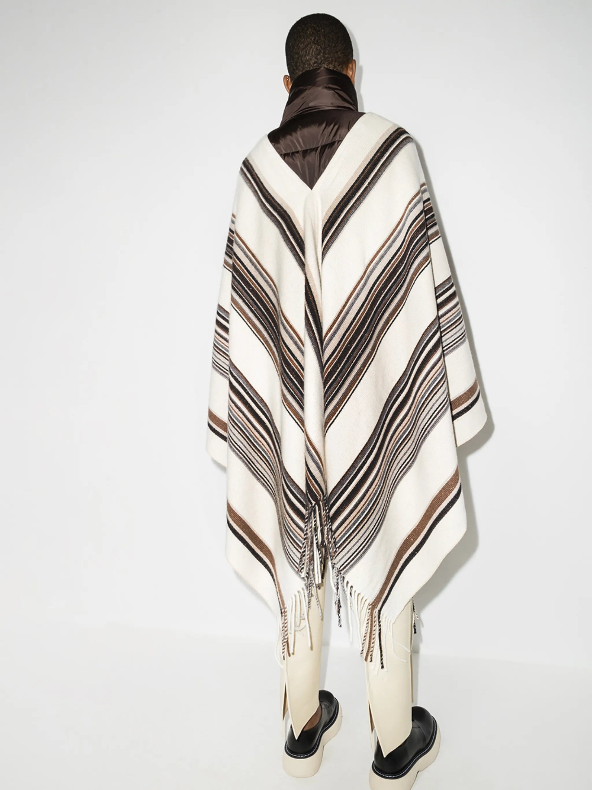 padded-neck striped poncho
