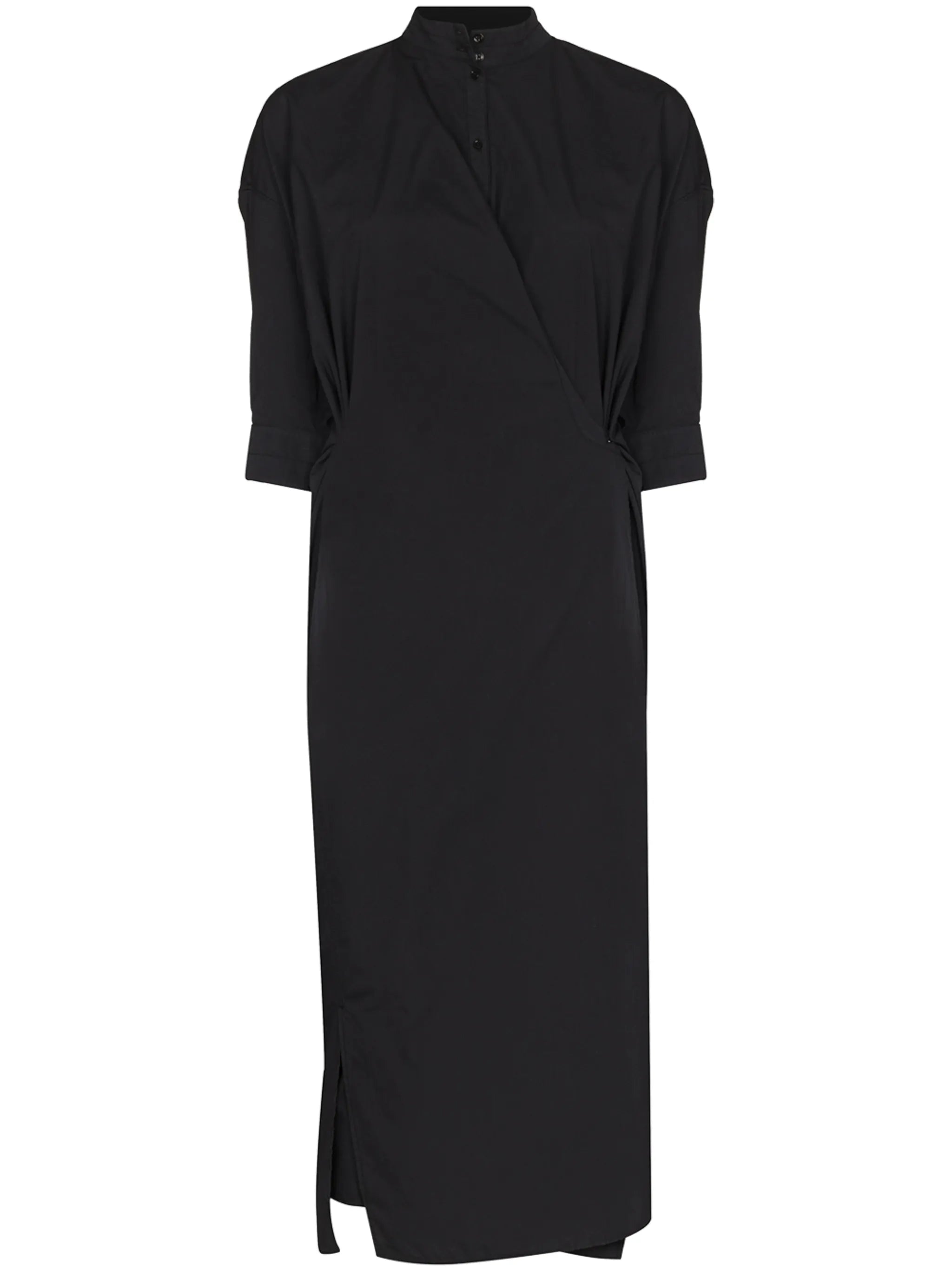 stand-up collar wrap shirtdress