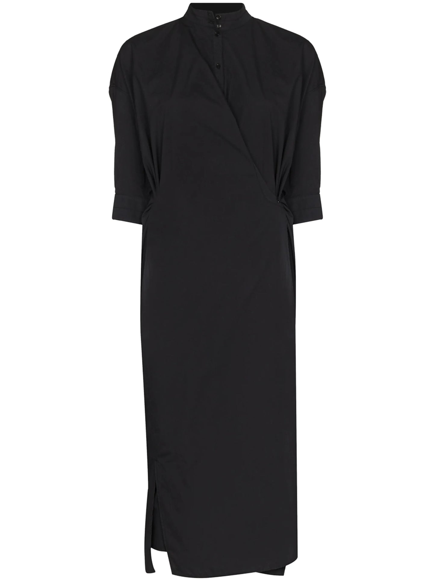 stand-up collar wrap shirtdress