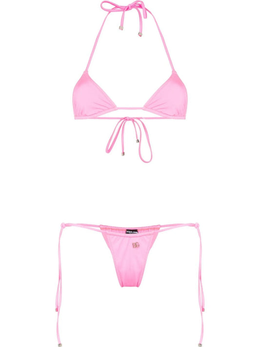 logo-plaque halterneck triangle bikini