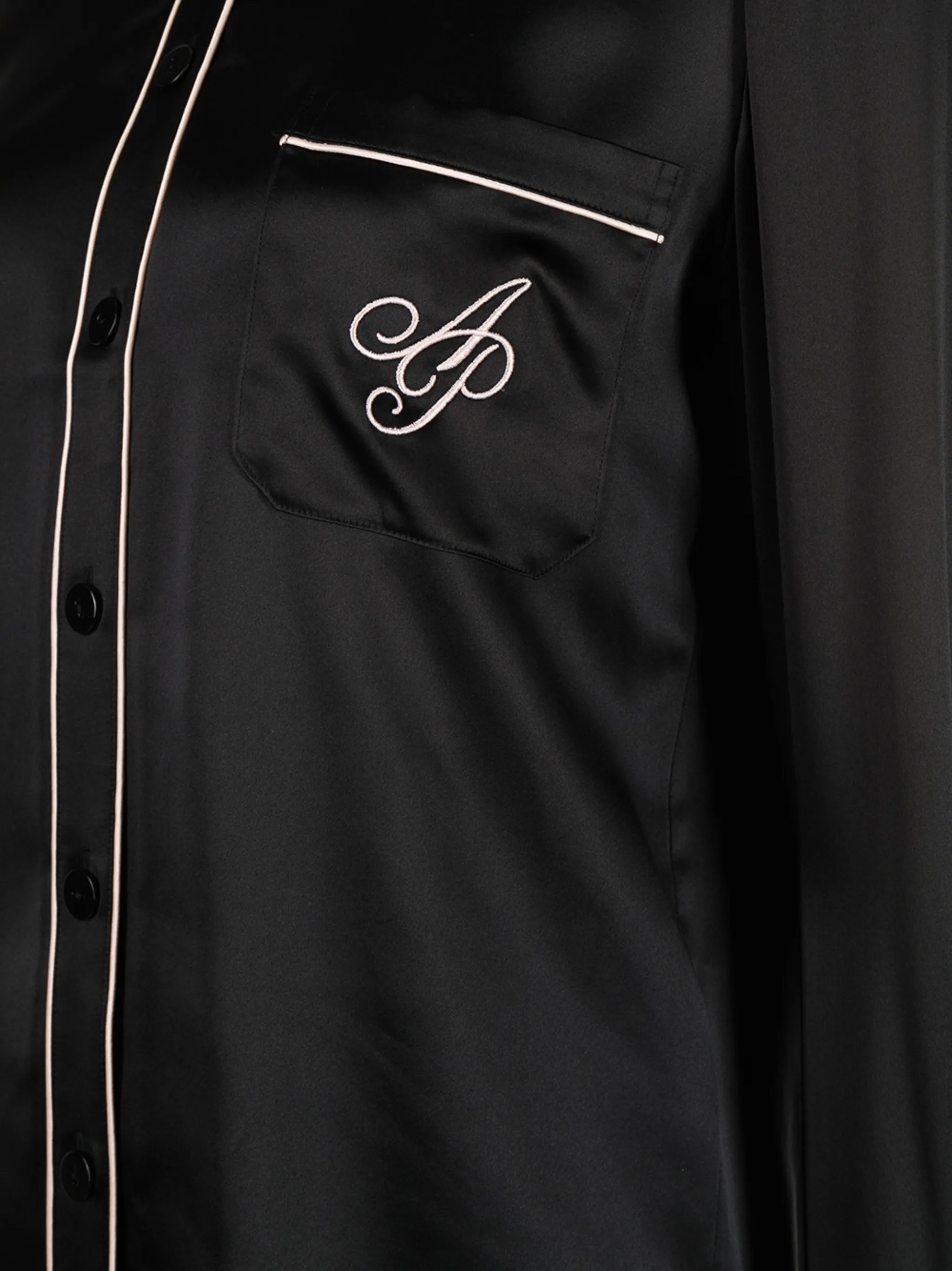 embroidered-logo pajama shirt