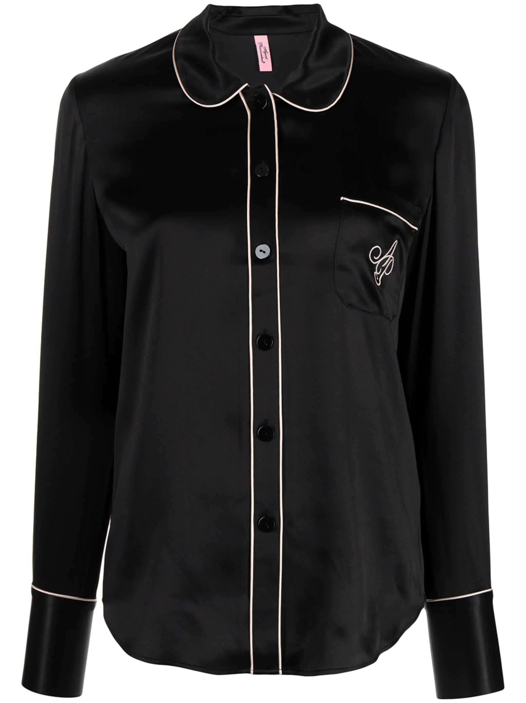 embroidered-logo pajama shirt