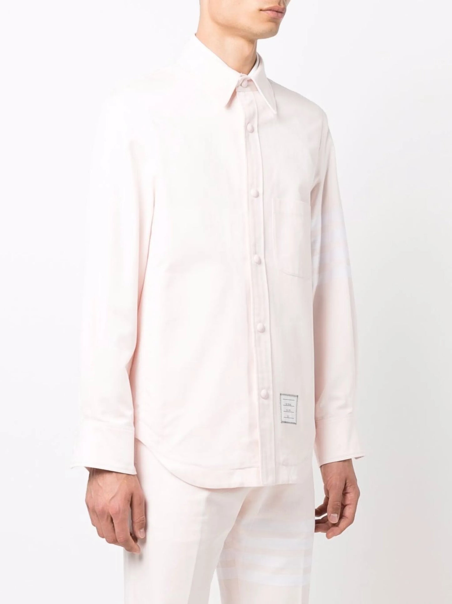 4-Bar stripe logo-patch shirt jacket