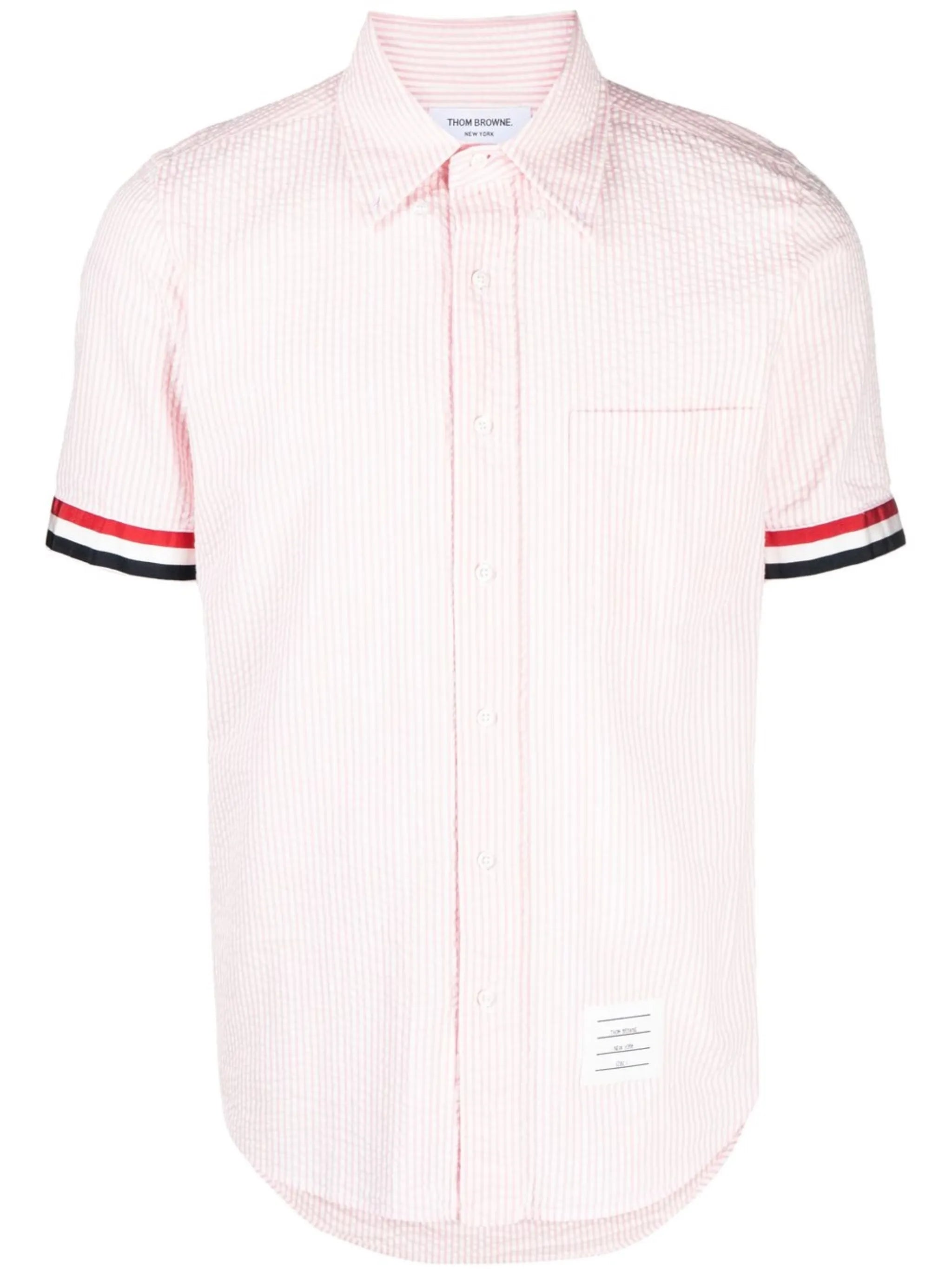 RWB grosgrain-ribbon trim seersucker shirt