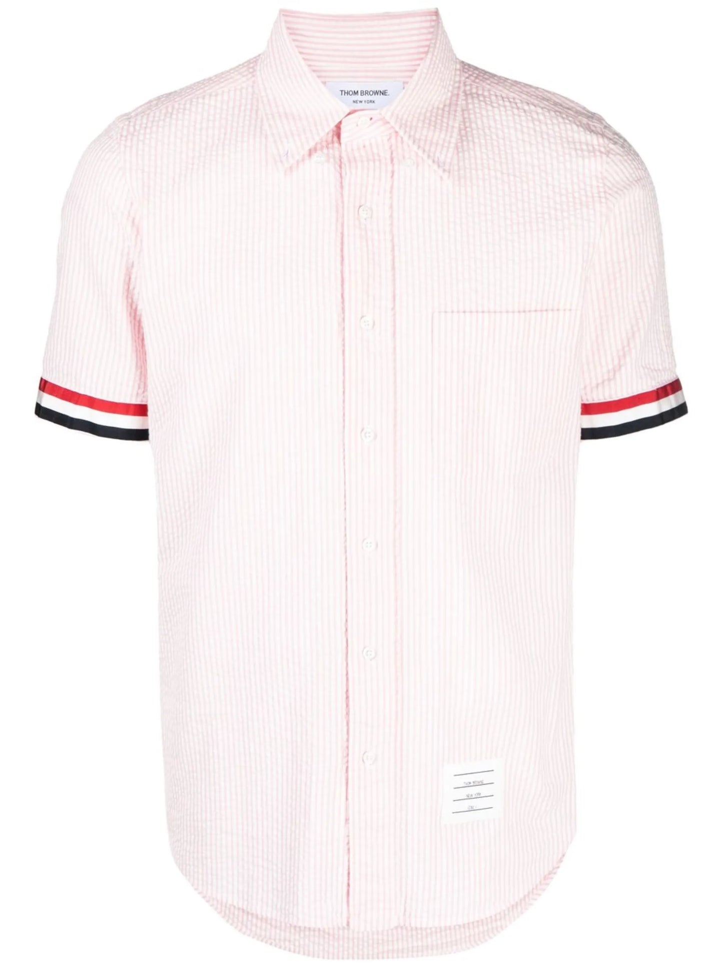 RWB grosgrain-ribbon trim seersucker shirt