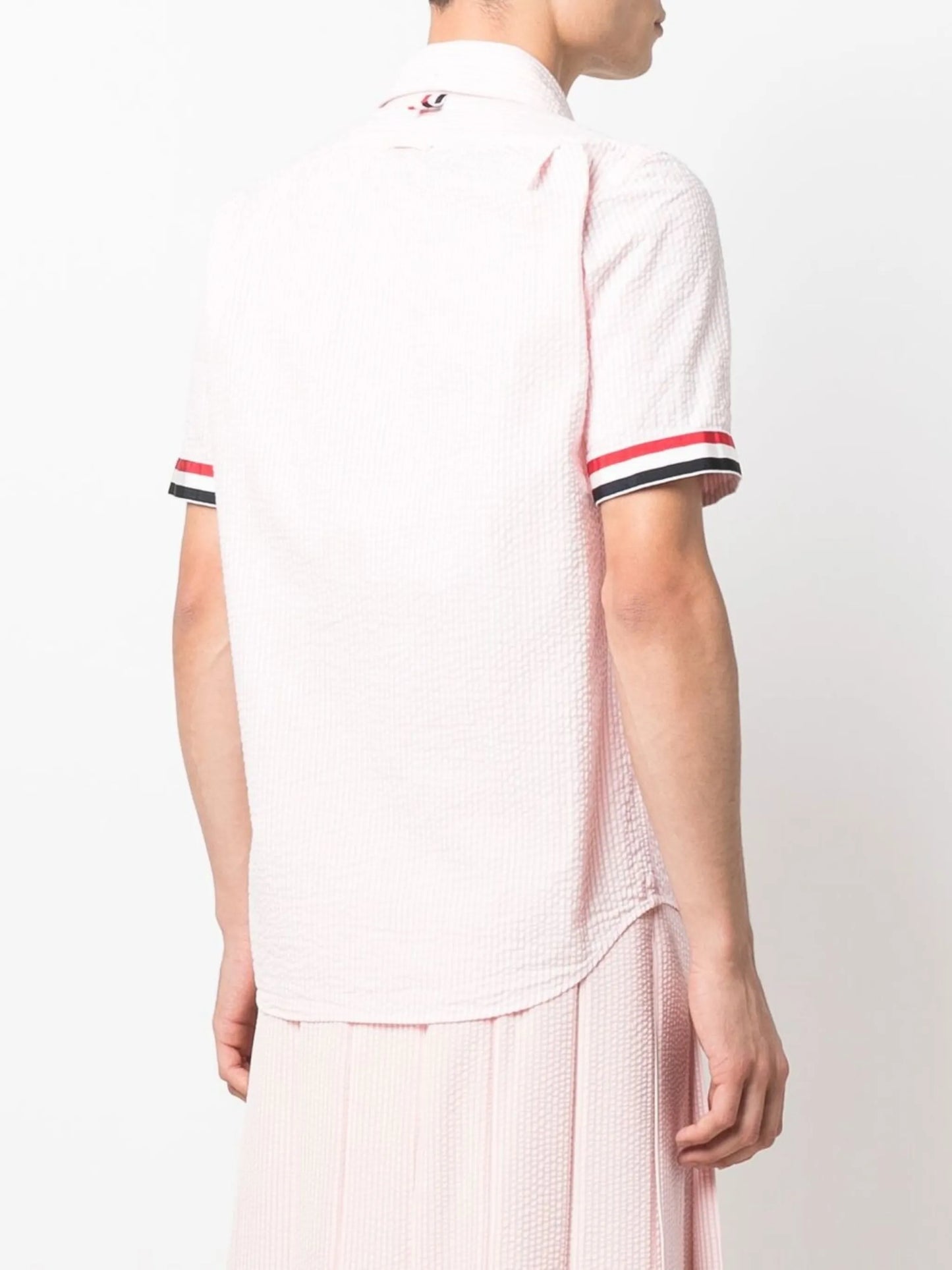 RWB grosgrain-ribbon trim seersucker shirt
