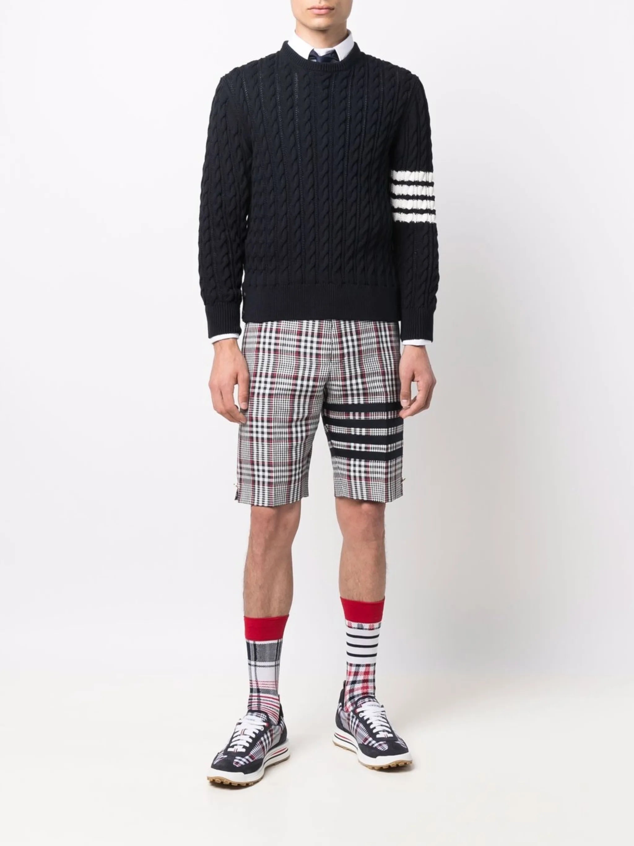 4-Bar cable-knit jumper