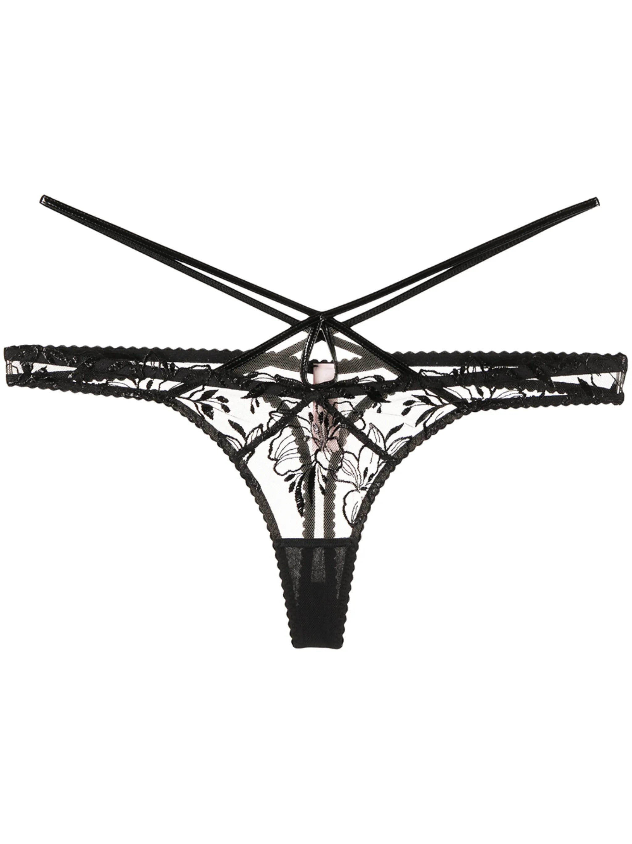 Ozella floral-lace thong