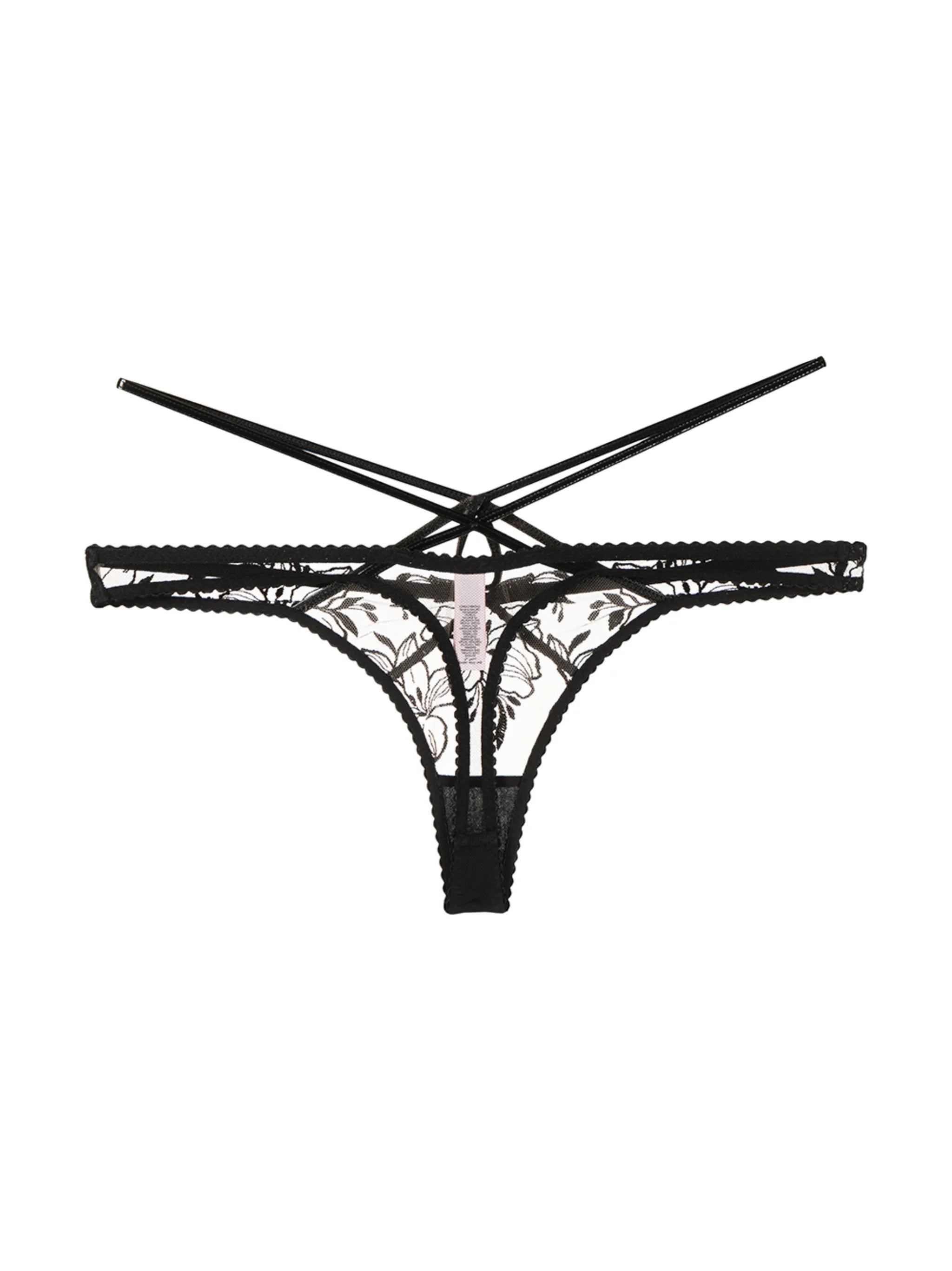 Ozella floral-lace thong
