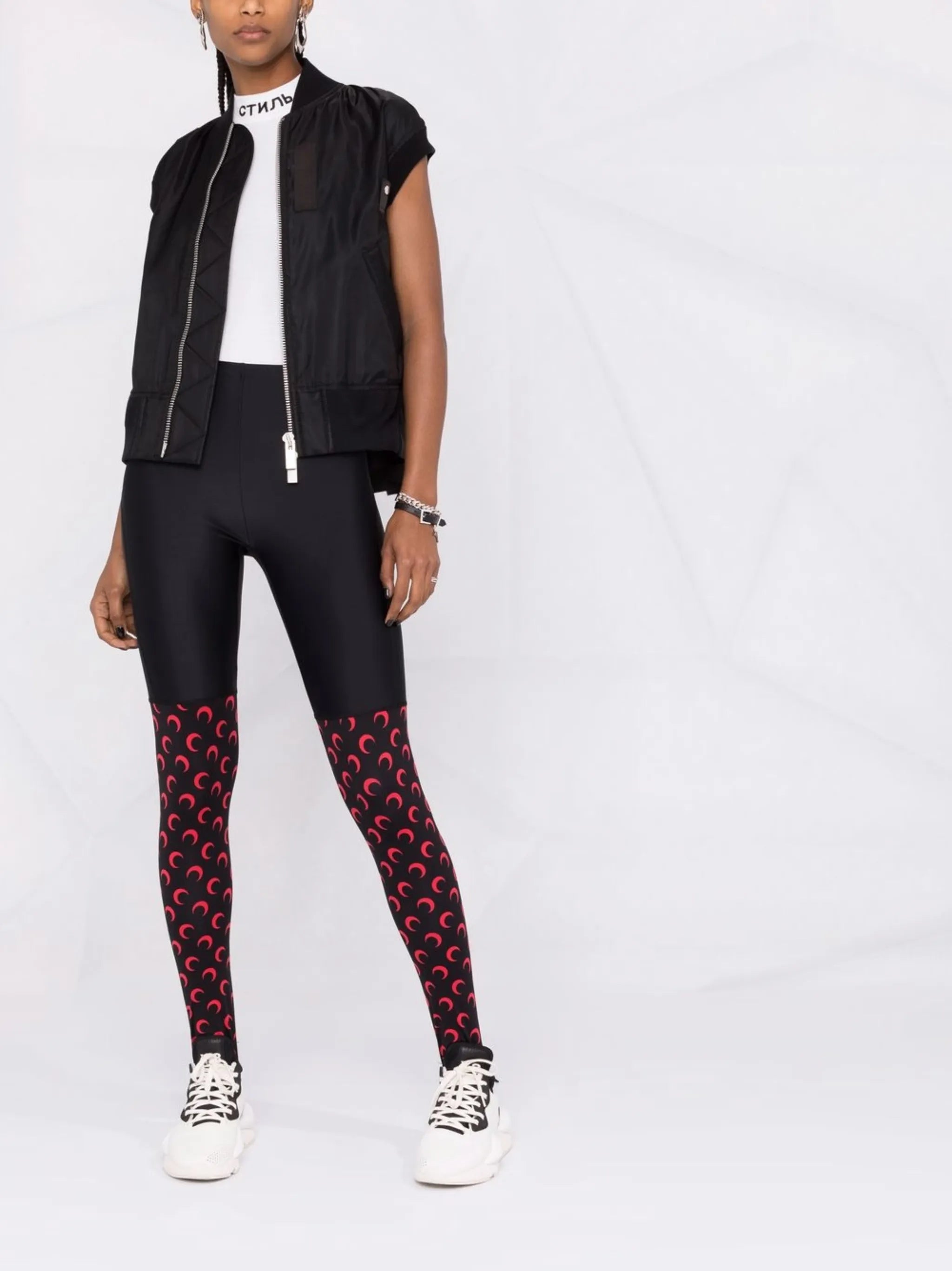 crescent moon-print leggings