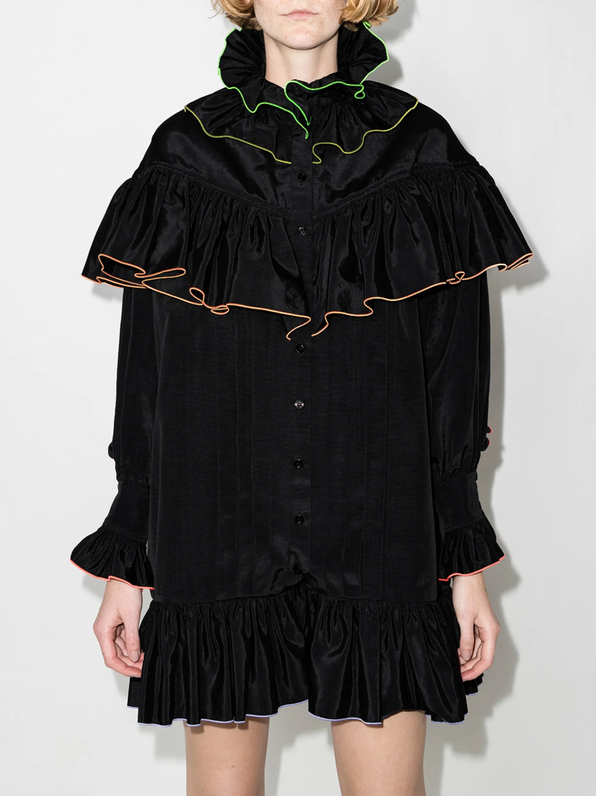 ruffle-detail long-sleeve minidress