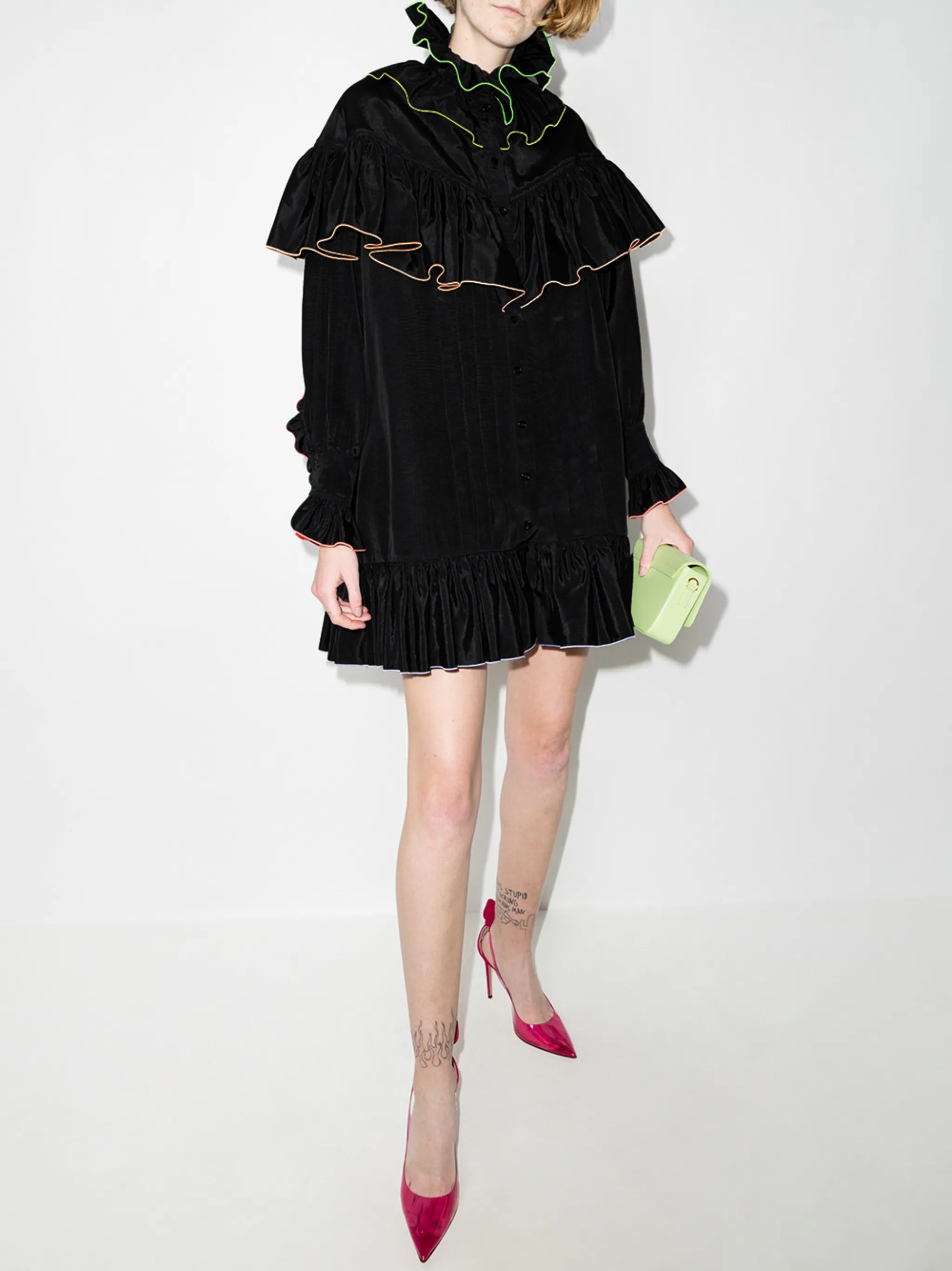ruffle-detail long-sleeve minidress