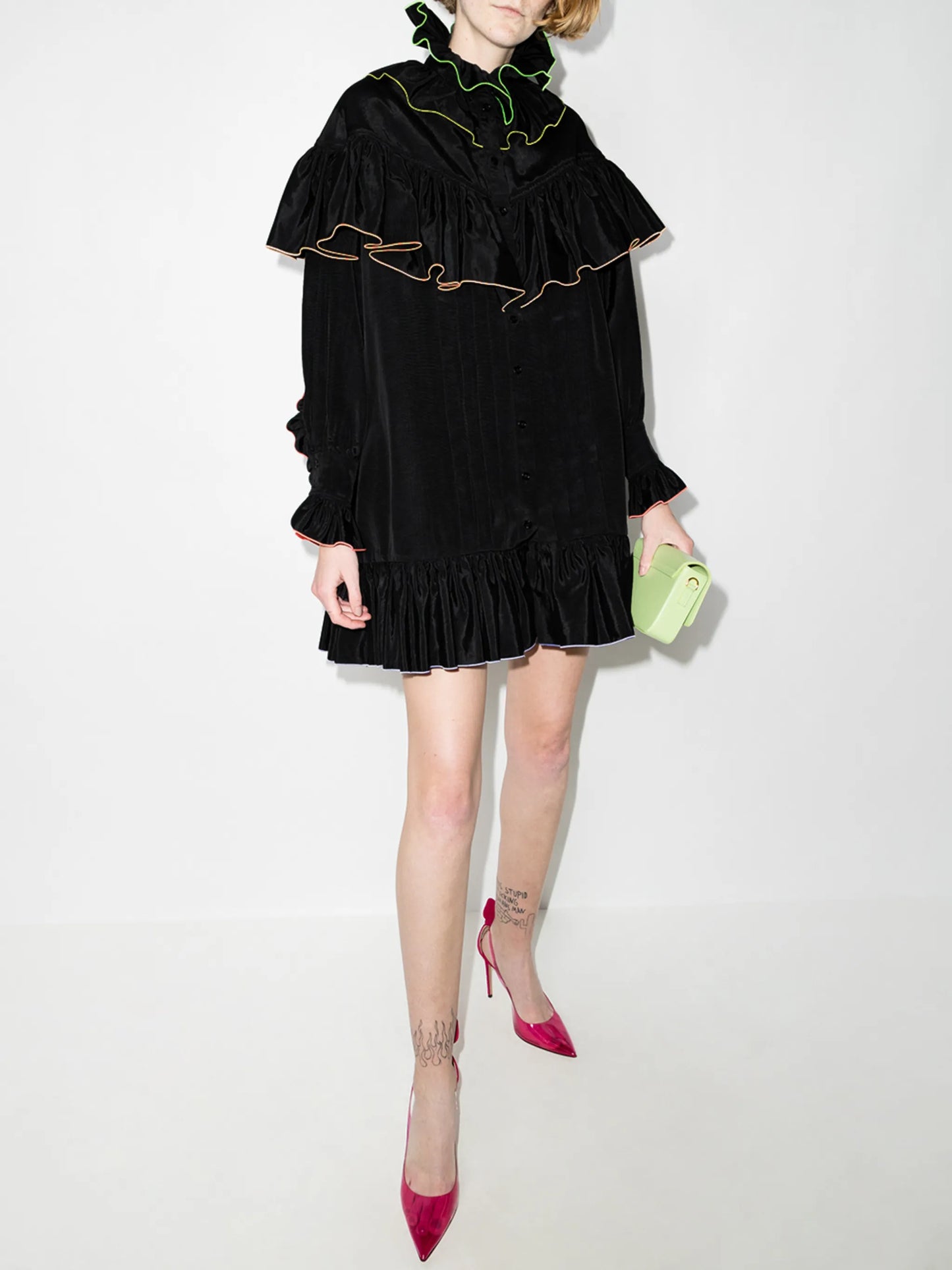 ruffle-detail long-sleeve minidress