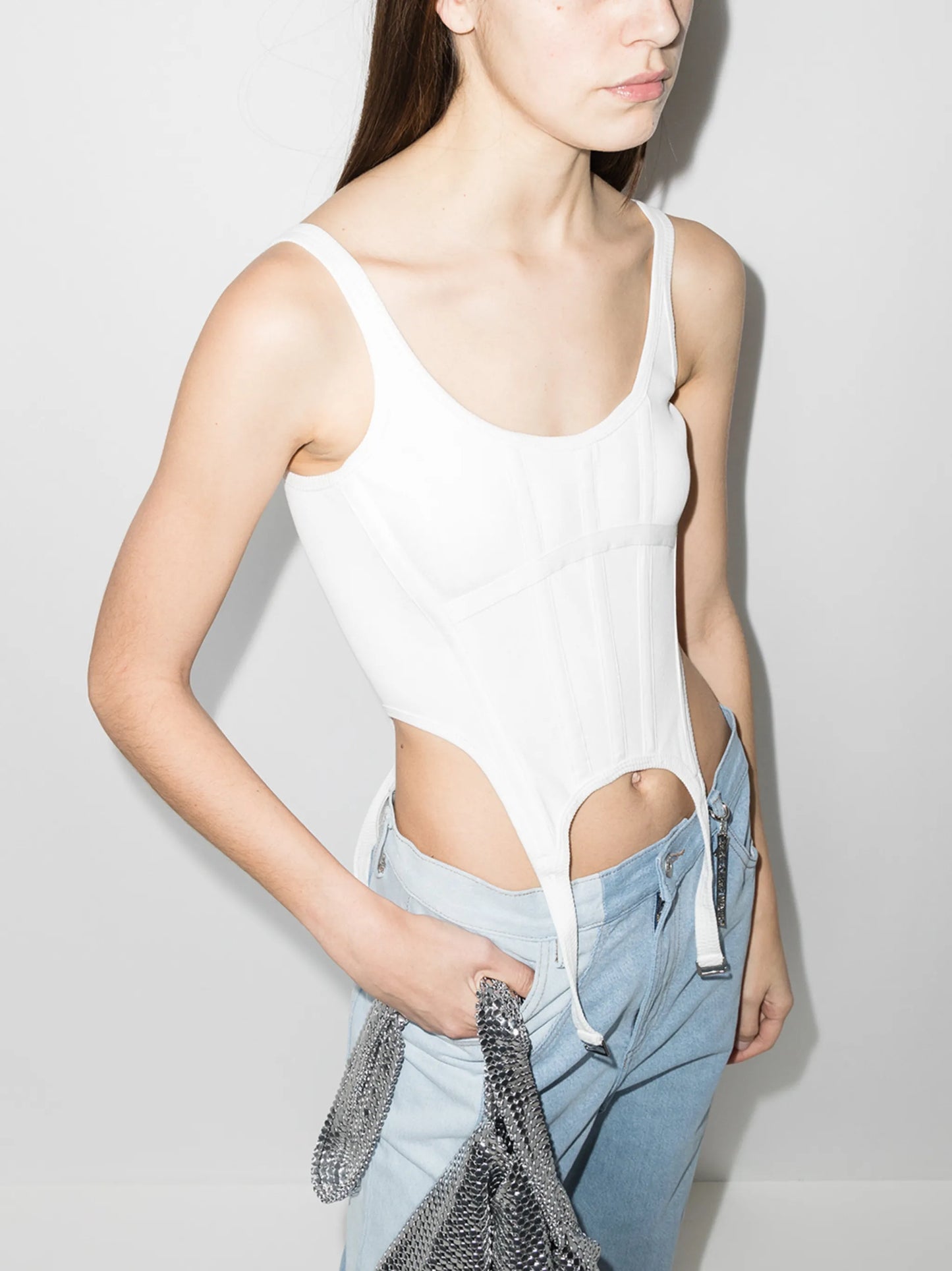 corset-style zipped cropped top