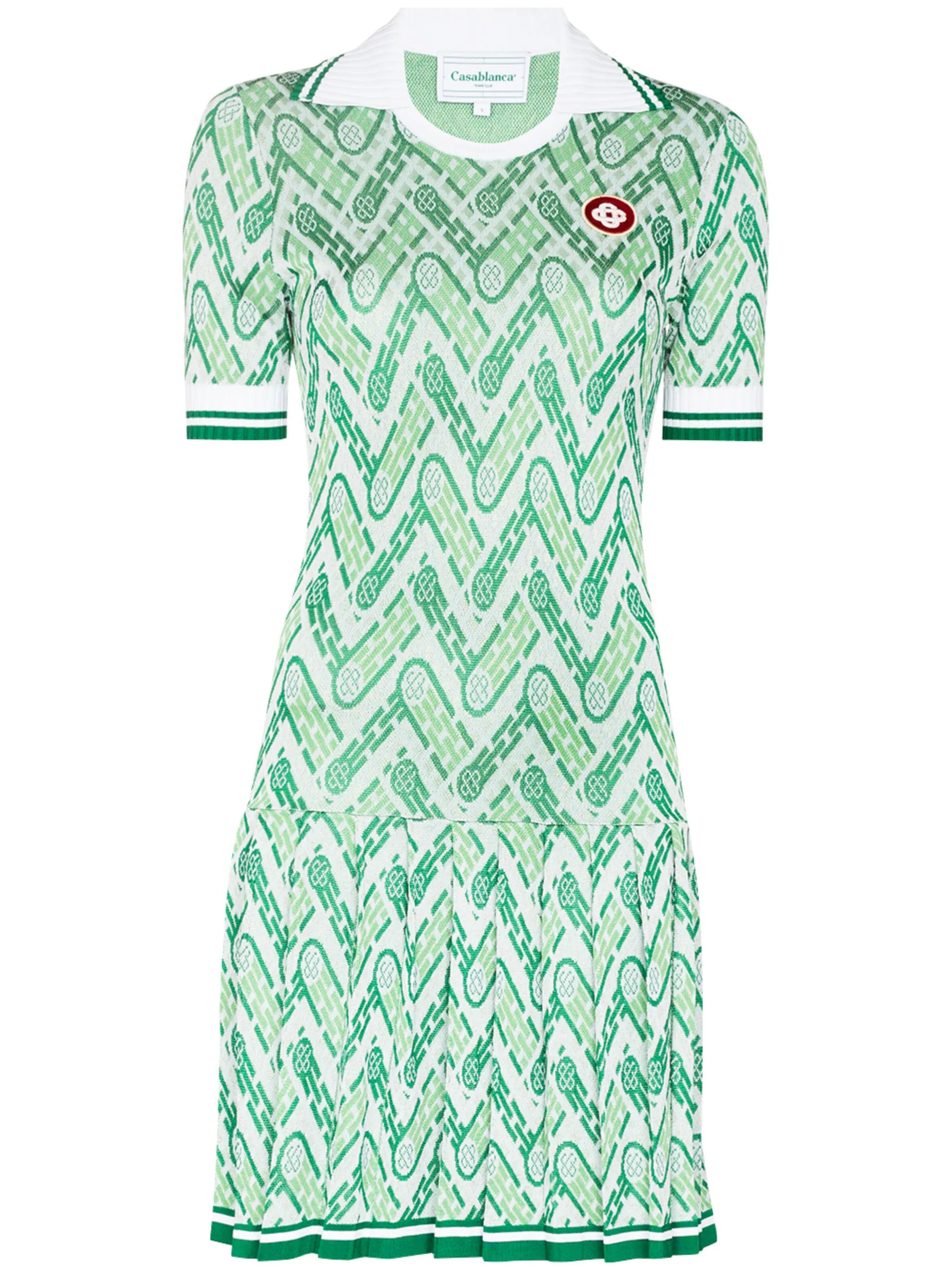 monogram-print pleated mini dress