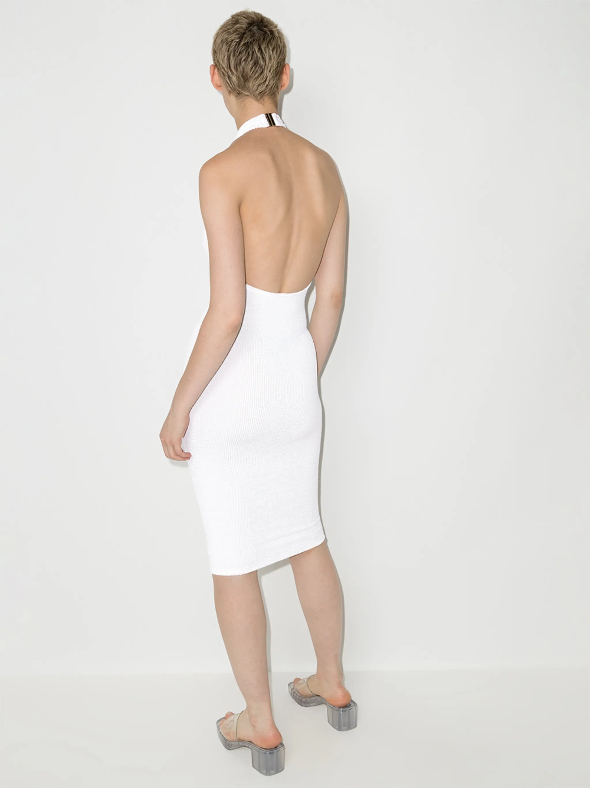 Polly seersucker halterneck mini dress
