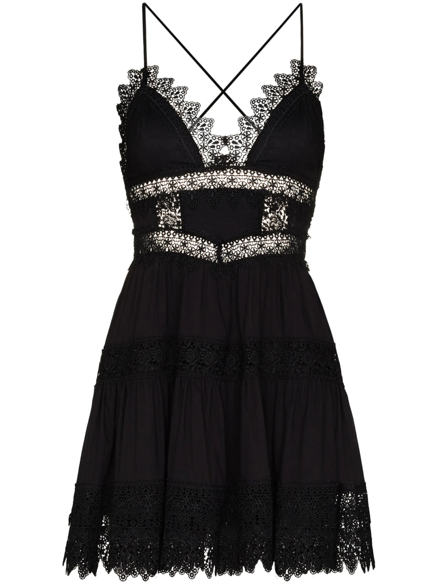 Rachel crochet-trim minidress