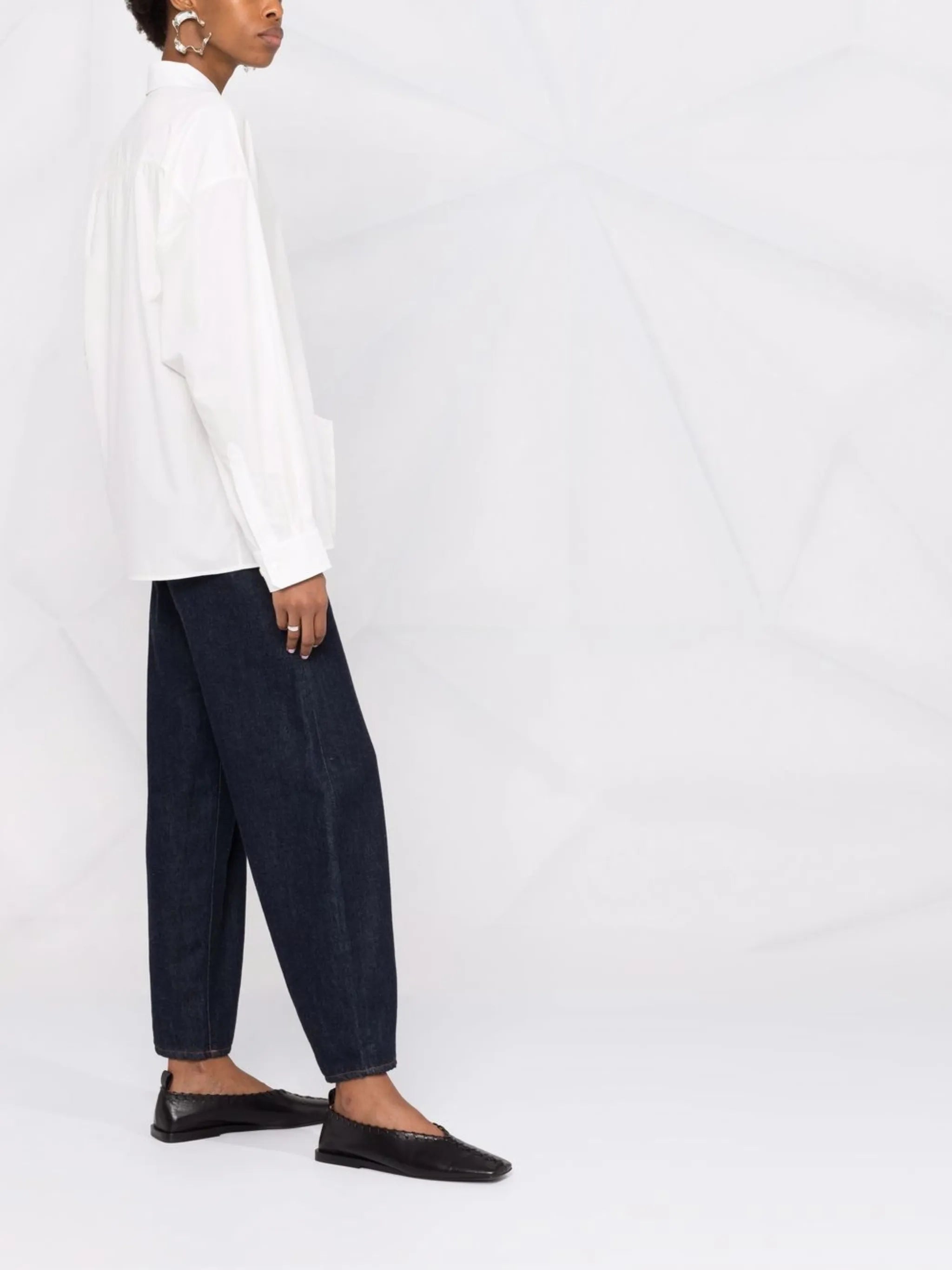 wrap-front long-sleeve shirt