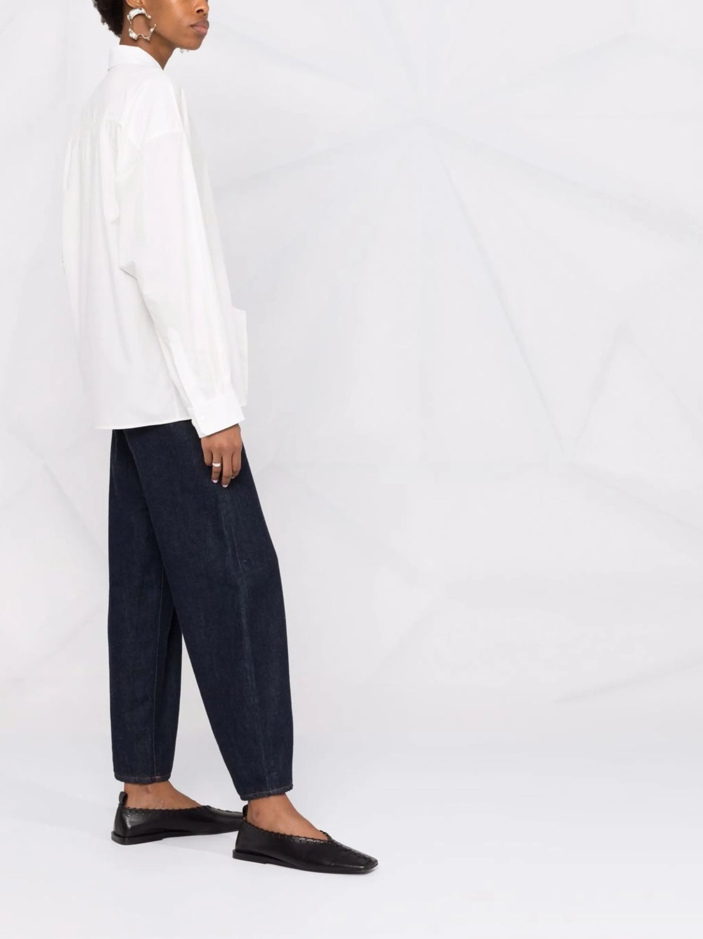 wrap-front long-sleeve shirt