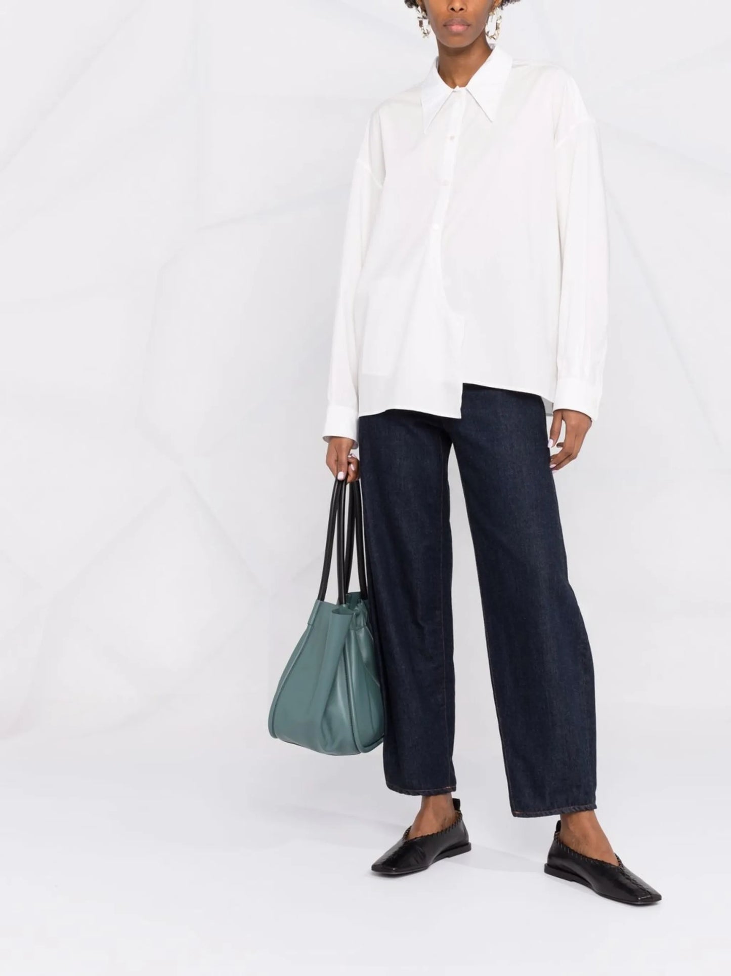 wrap-front long-sleeve shirt