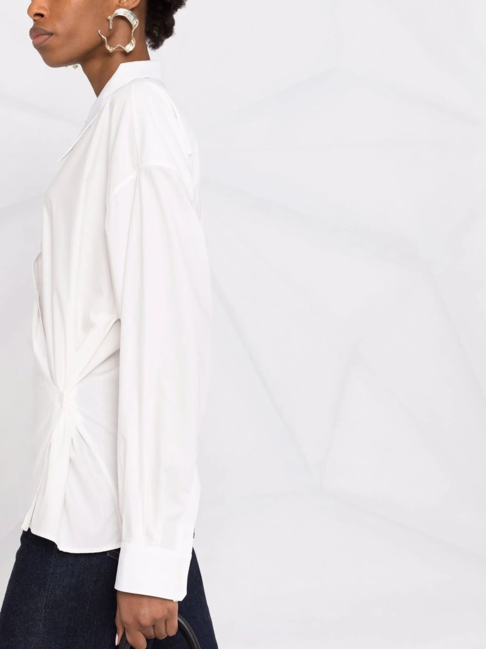 wrap-front long-sleeve shirt