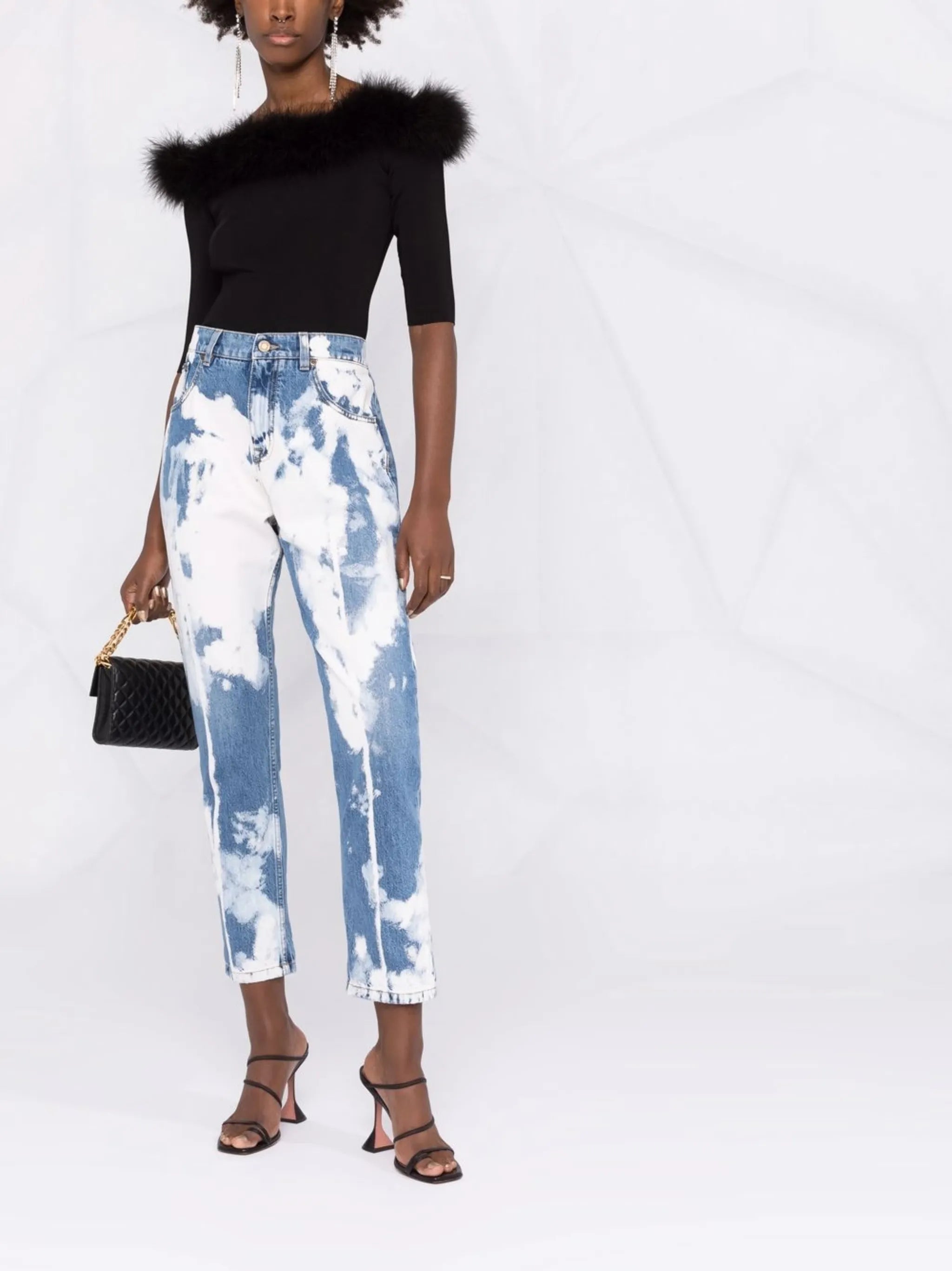 acid-wash straight jeans