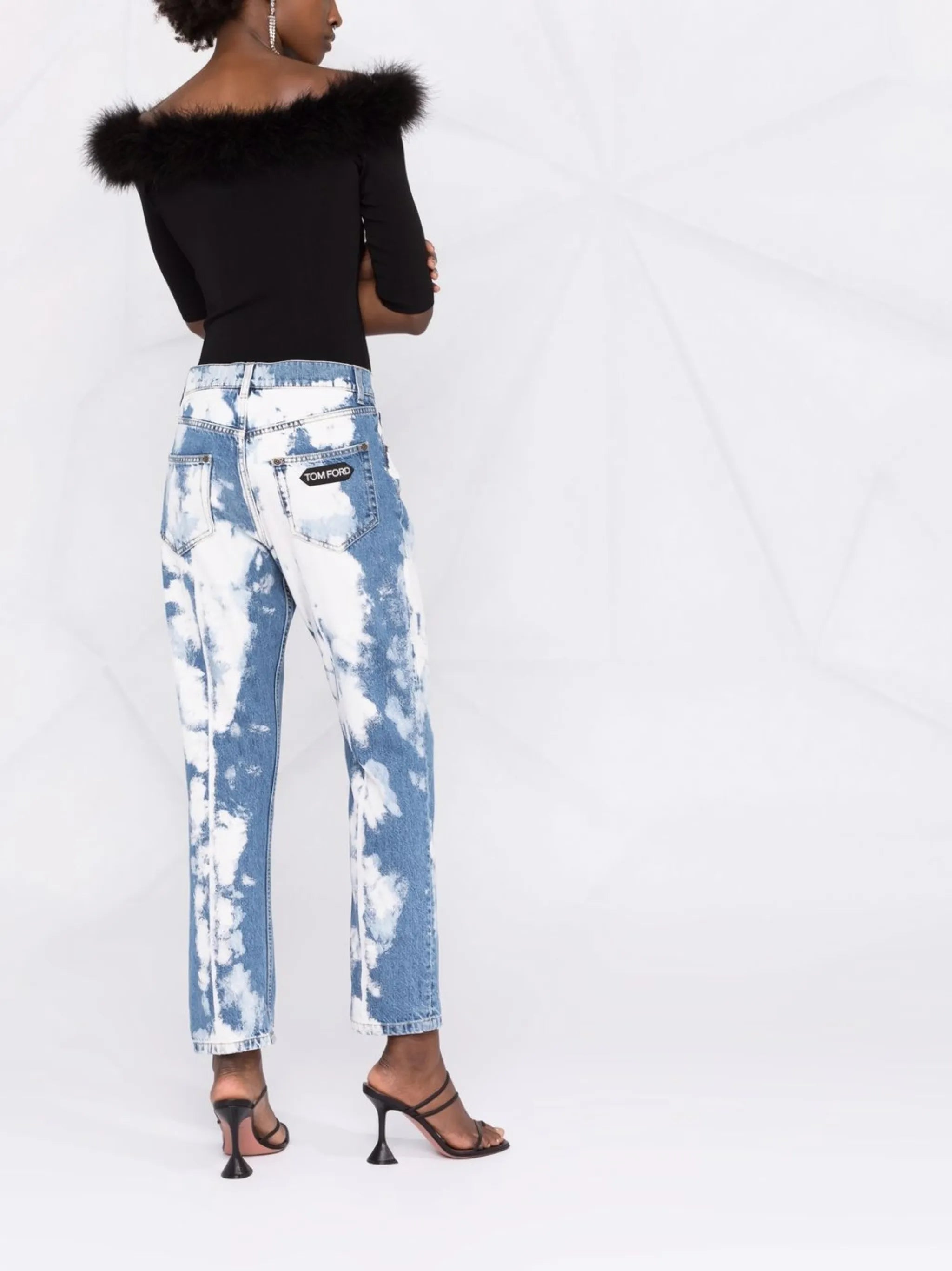 acid-wash straight jeans