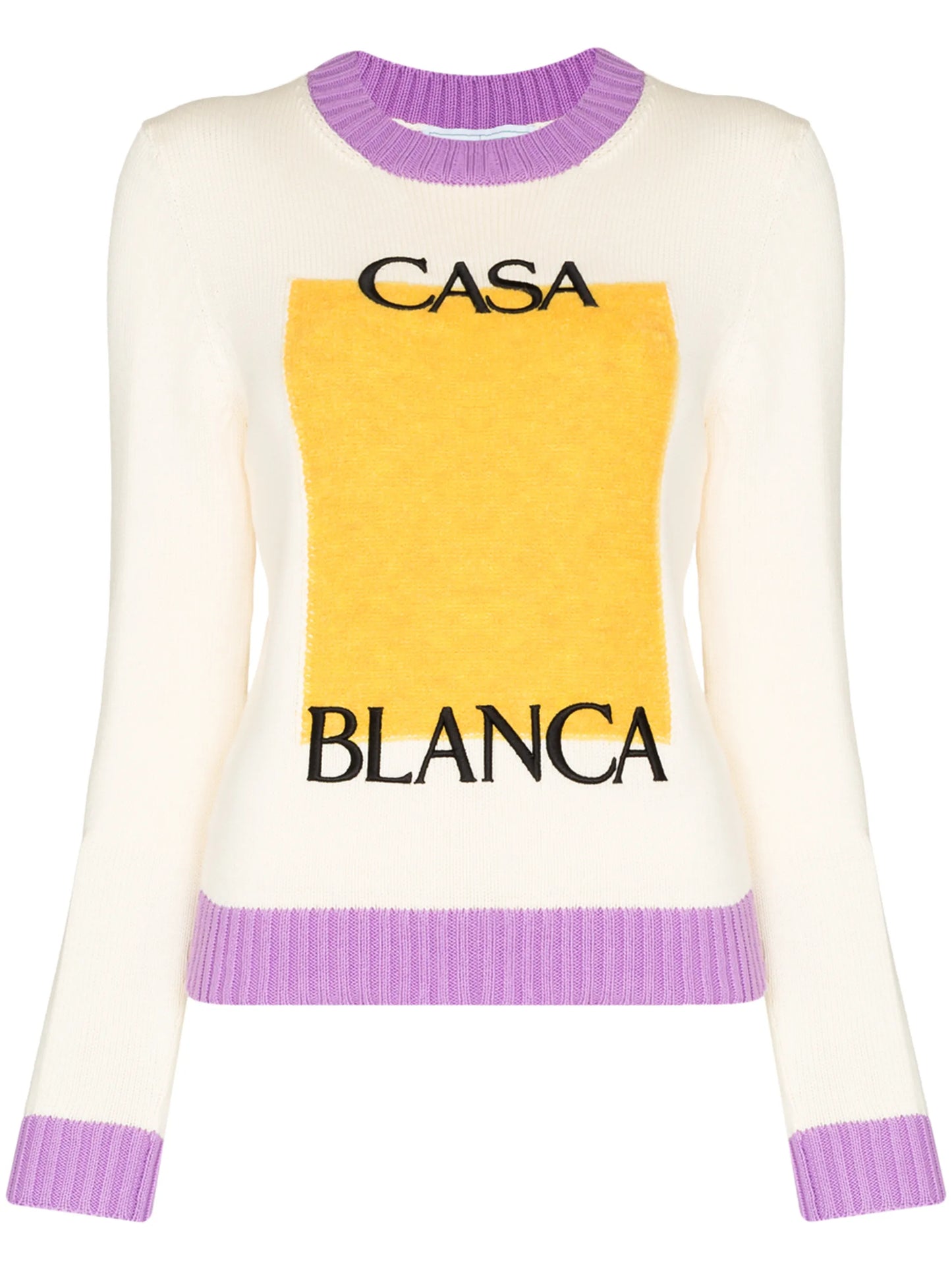 logo-embroidered colour block jumper