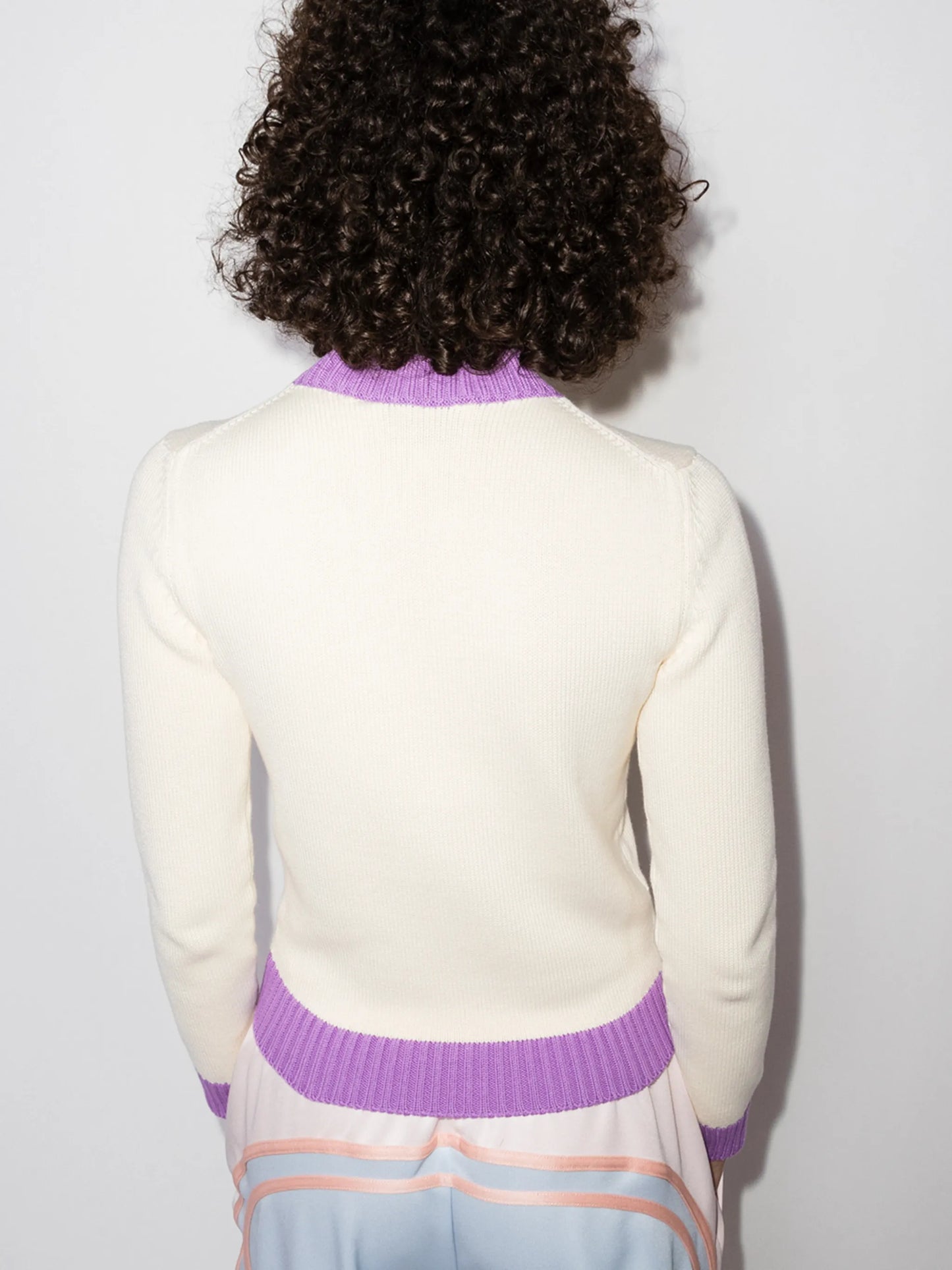 logo-embroidered colour block jumper
