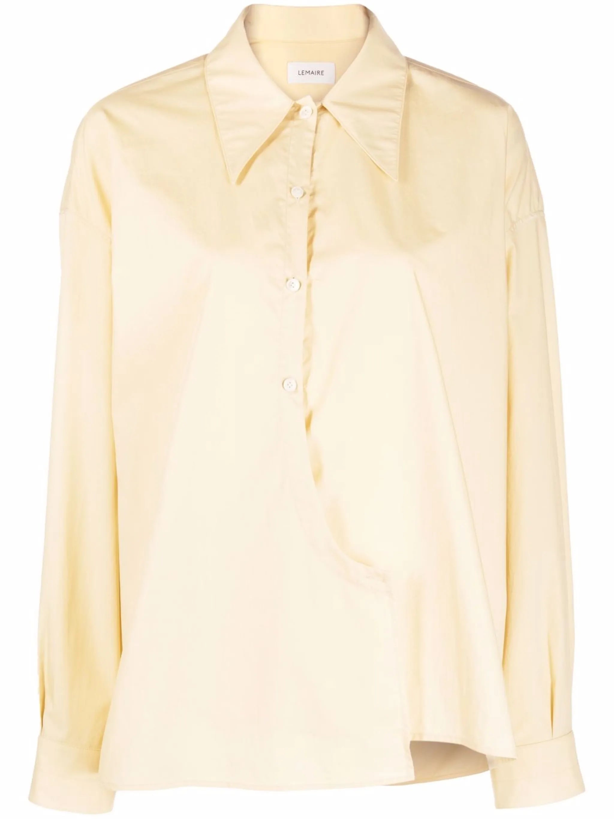 wrap-front long-sleeve shirt