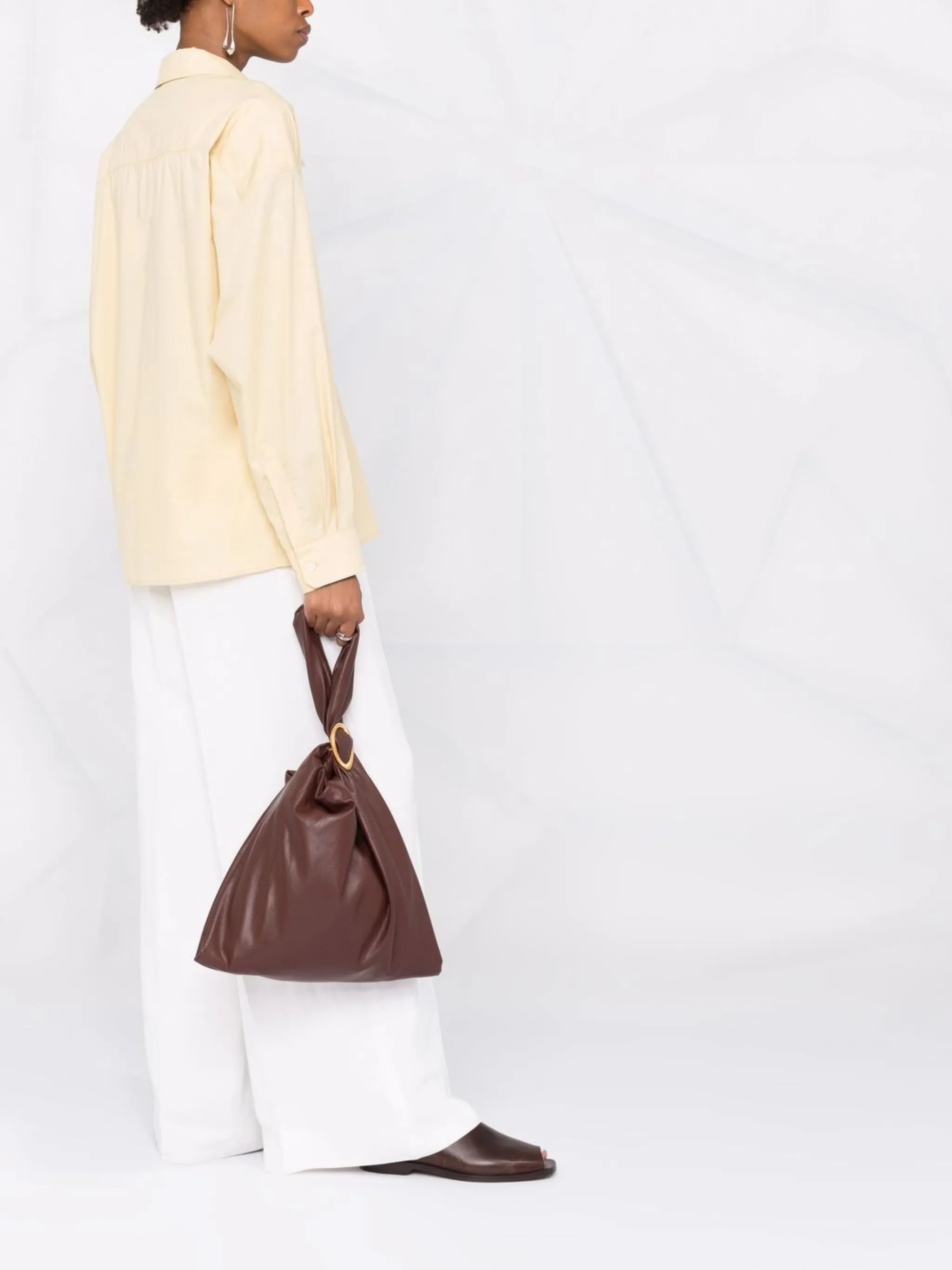 wrap-front long-sleeve shirt