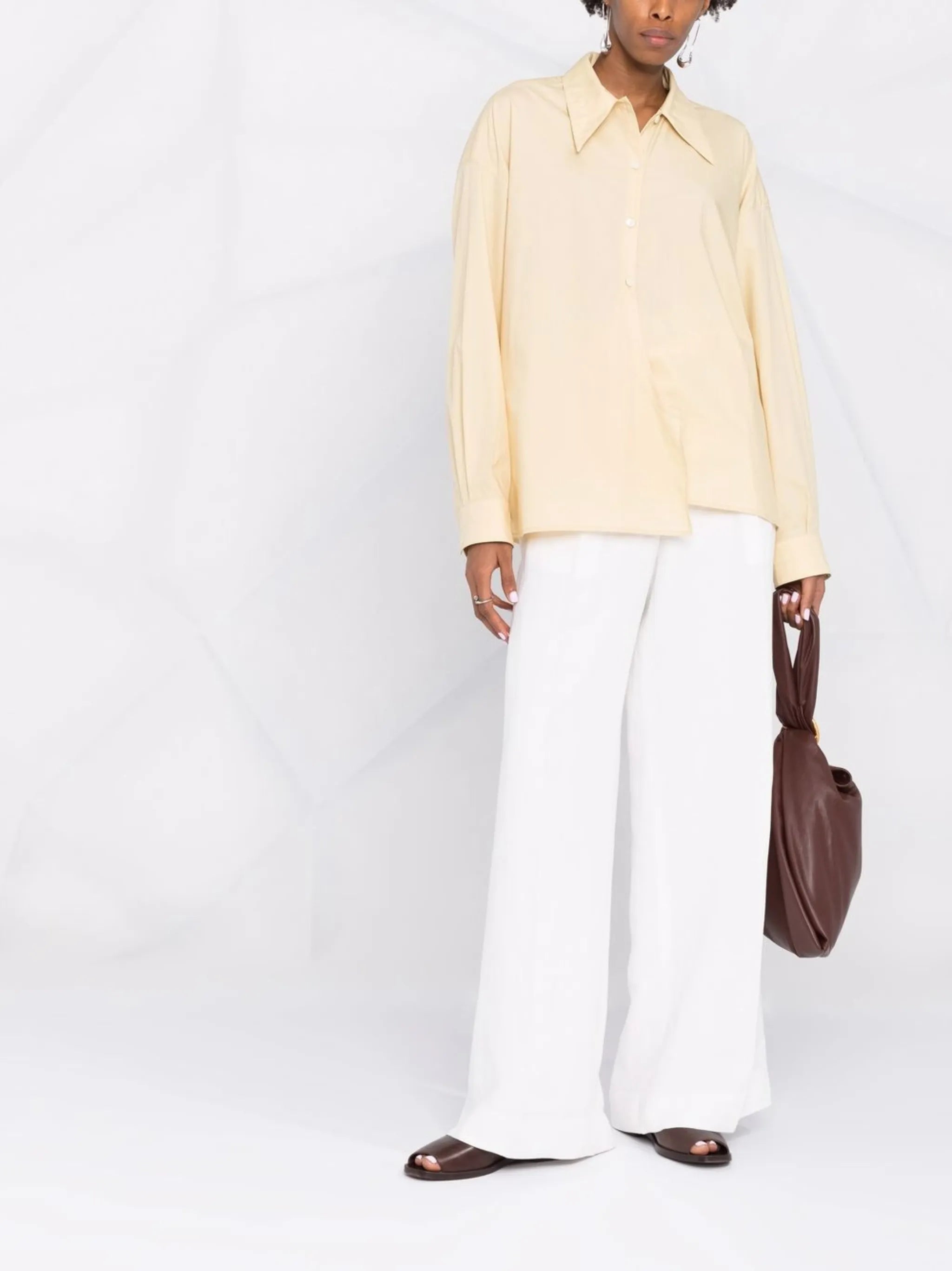 wrap-front long-sleeve shirt