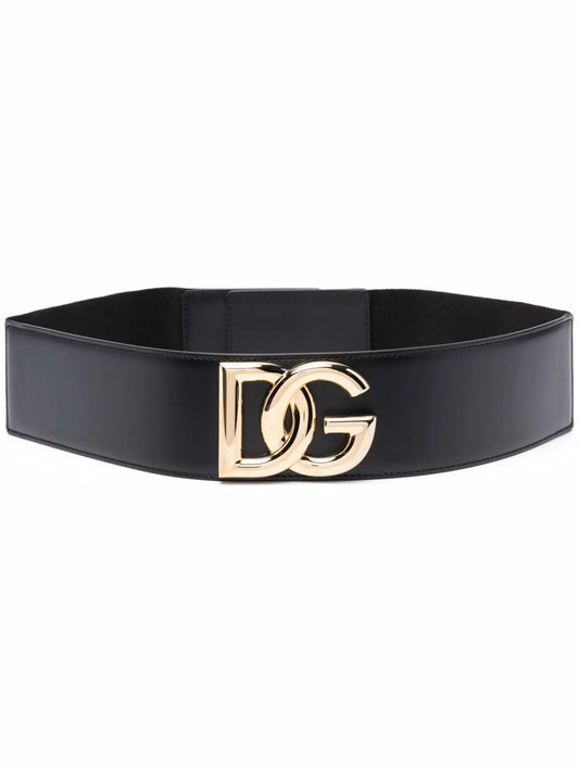logo-plaque leather belt