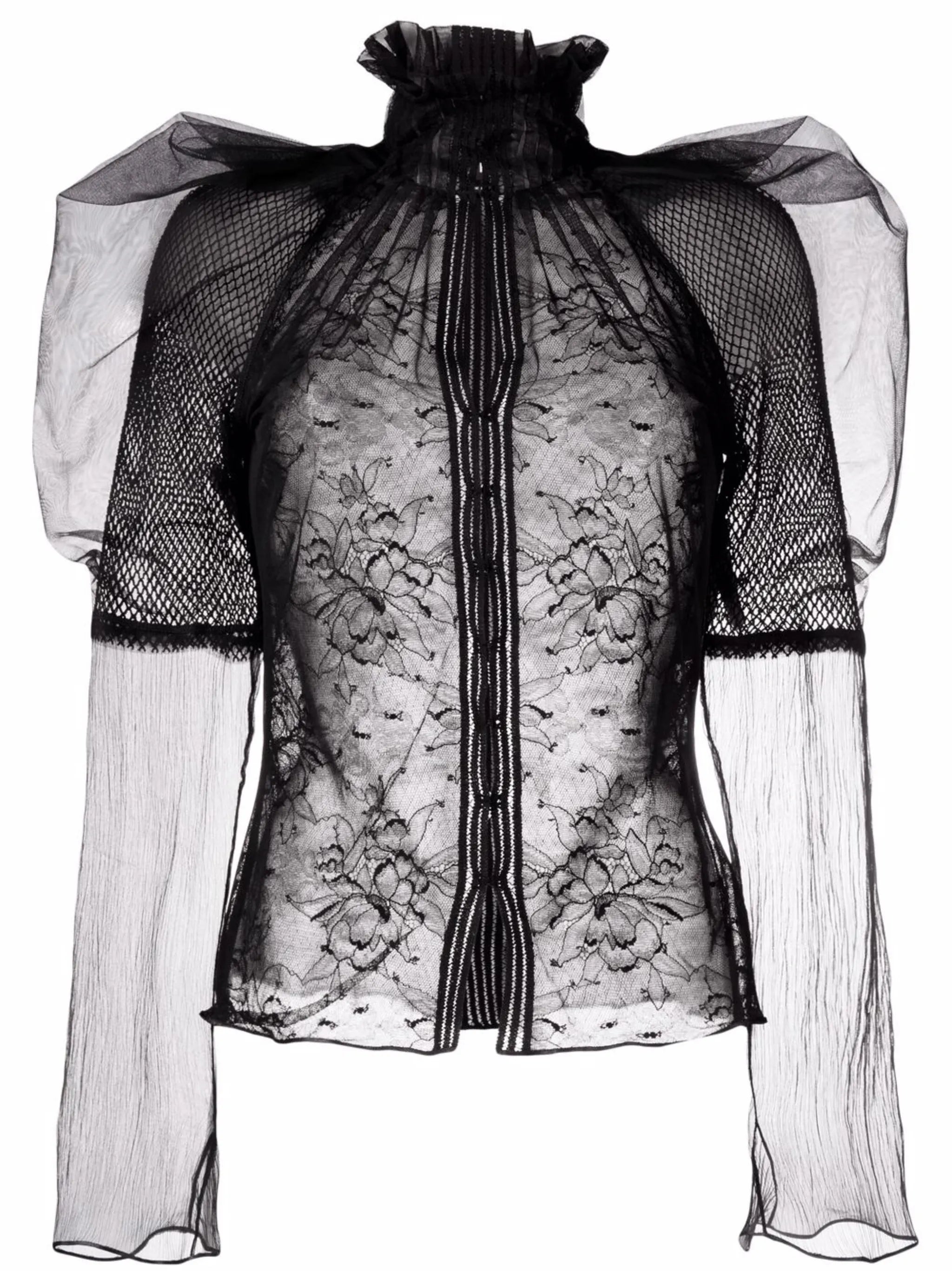 floral-lace high-neck blouse