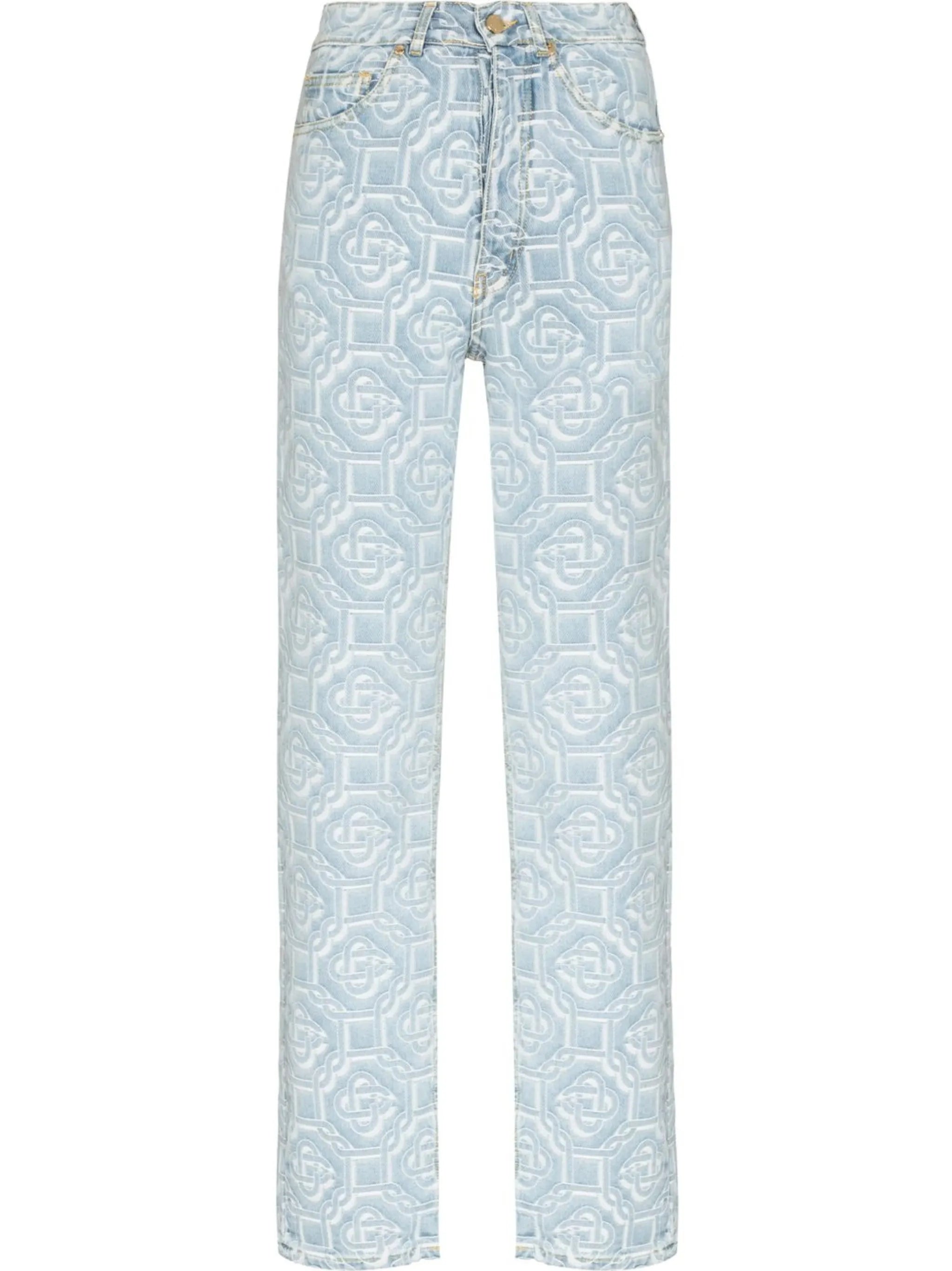 monogram-print straight-leg jeans