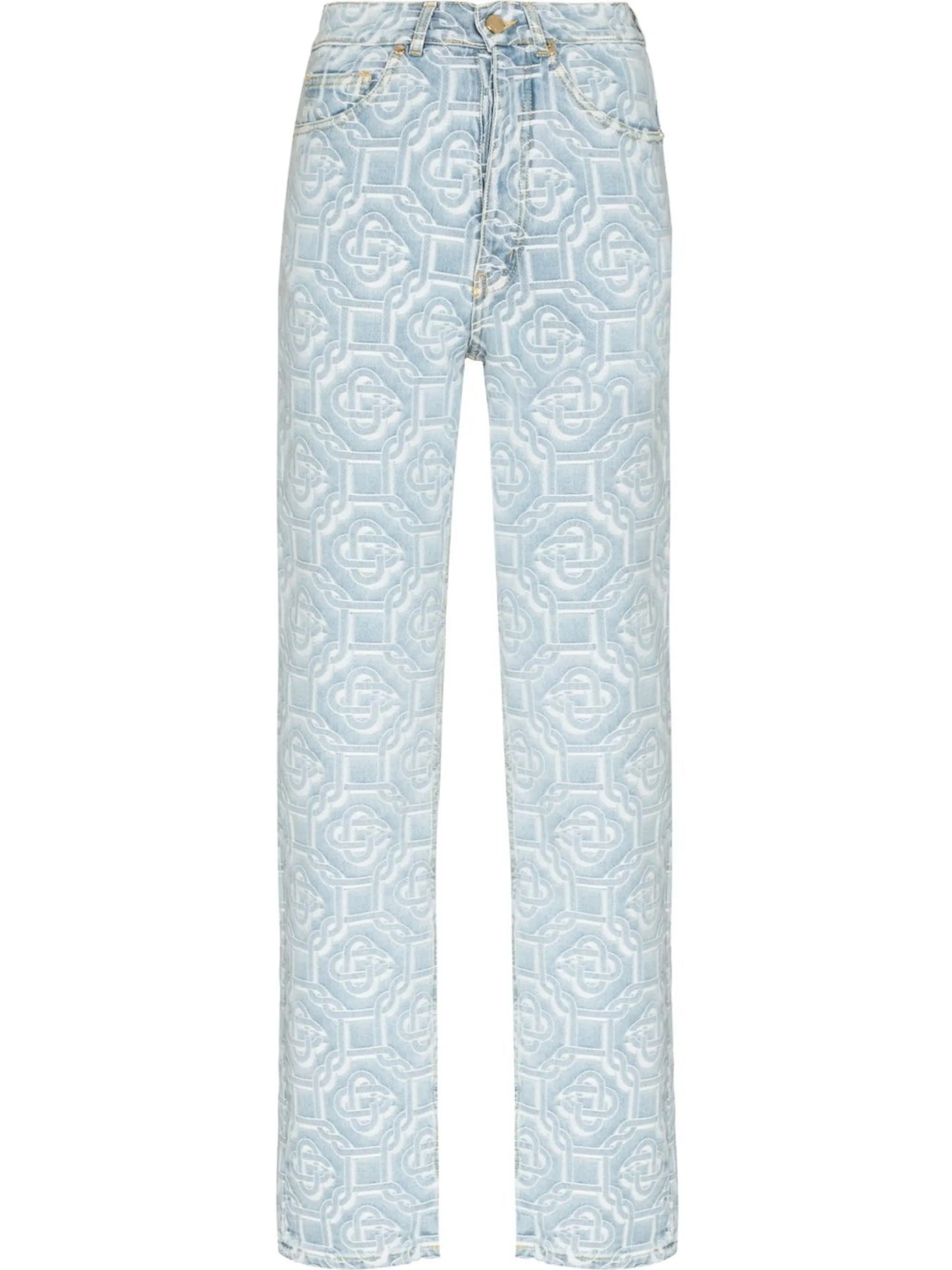 monogram-print straight-leg jeans