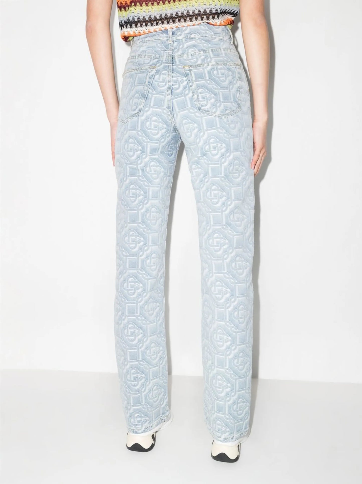 monogram-print straight-leg jeans